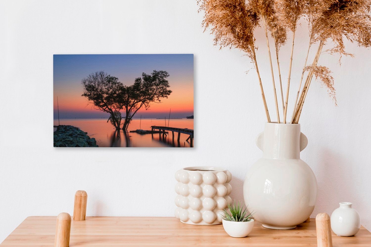 in und Tao 30x20 Wandbild Baum romantischer Aufhängefertig, Wanddeko, Leinwandbild Sonnenuntergang Thailand, Leinwandbilder, Ko cm OneMillionCanvasses® (1 St),