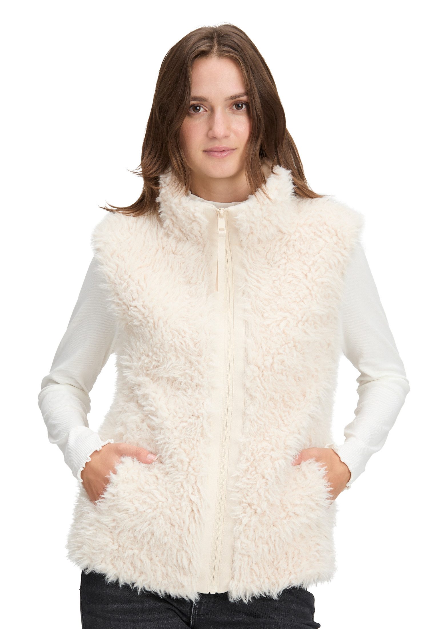 Betty&Co Plüschweste Damen Kunstfell-Weste mit Stehkragen günstig online kaufen