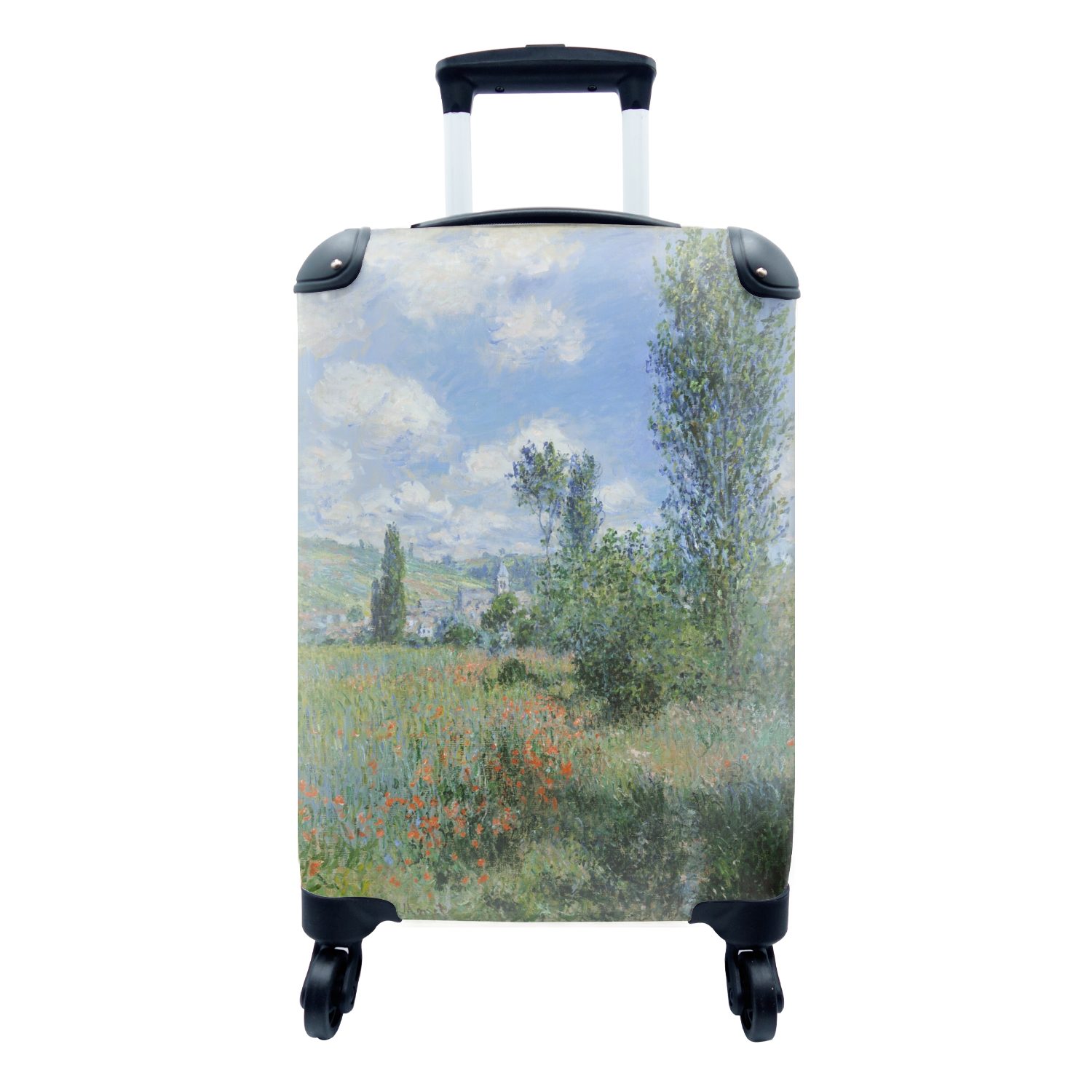 MuchoWow Handgepäckkoffer Ansicht von Vétheuil - Gemälde von Claude Monet, 4 Rollen, Reisetasche mit rollen, Handgepäck für Ferien, Trolley, Reisekoffer