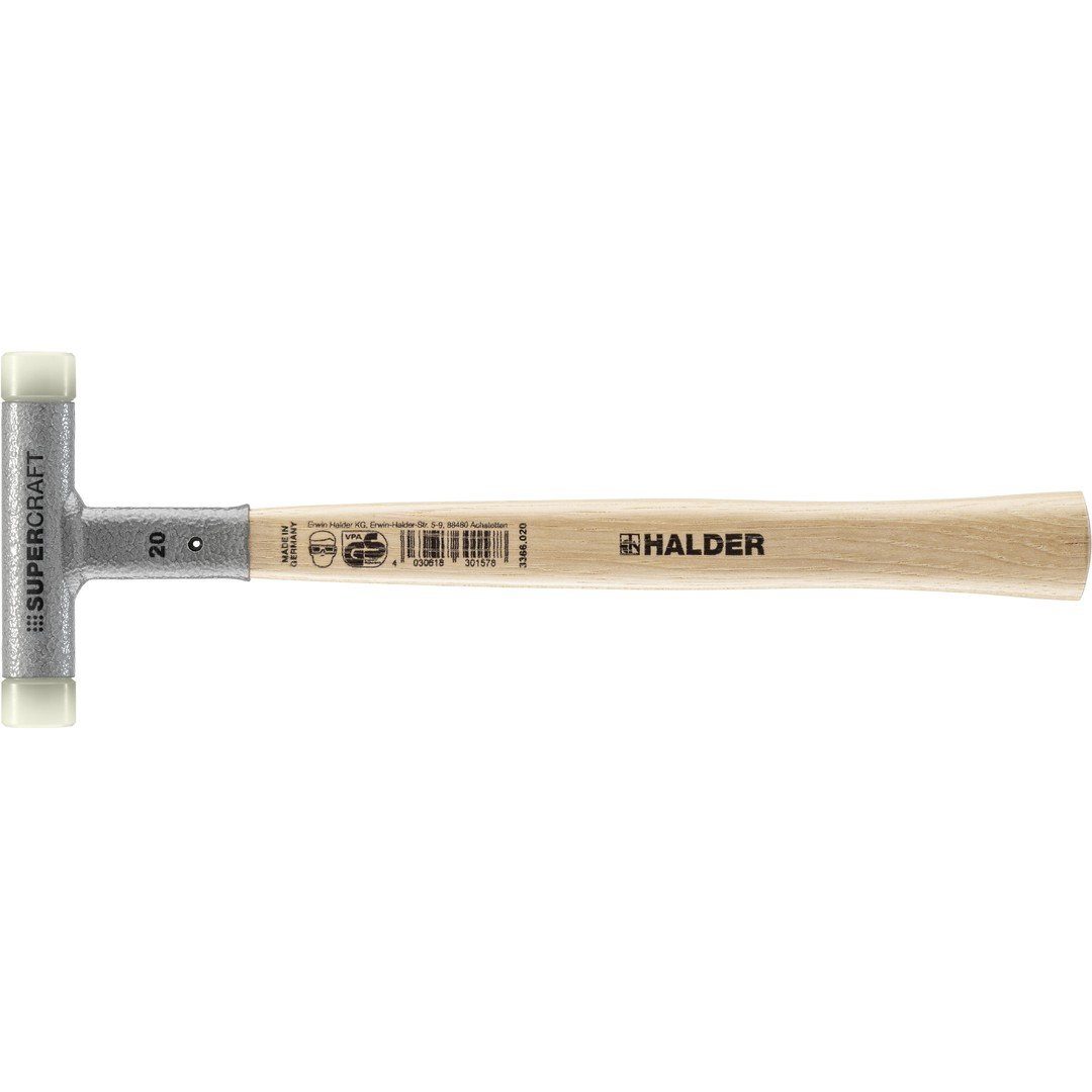 Gummihammer HALDER SUPERCRAFT Schonhammer Ø 20 mm rückschlagfrei mit Stahlschrotfü