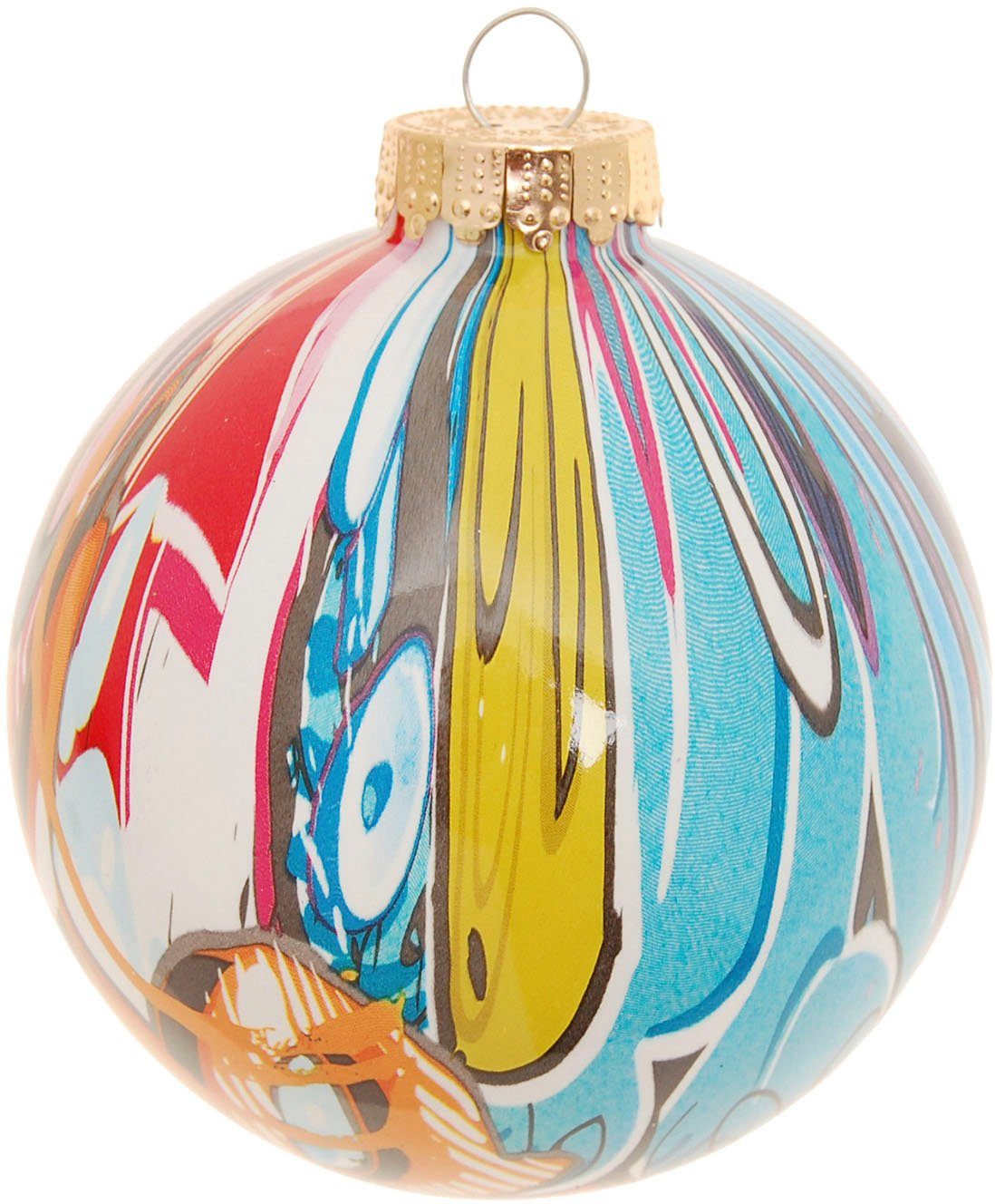 Krebs Glas Lauscha Weihnachtsbaumkugel Spezial-Glaskugel "Street Art", Ø ca. 10 cm (1 St), Weihnachtsdeko, Christbaumschmuck, Christbaumkugeln aus Glas