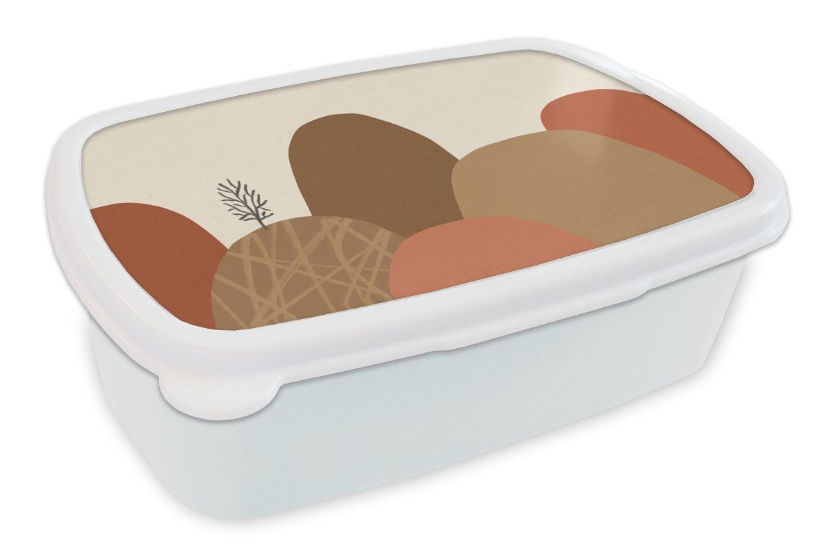 MuchoWow Lunchbox Berge - Pastell - Abstrakt - Farben, Kunststoff, (2-tlg), Brotbox für Kinder und Erwachsene, Brotdose, für Jungs und Mädchen weiß