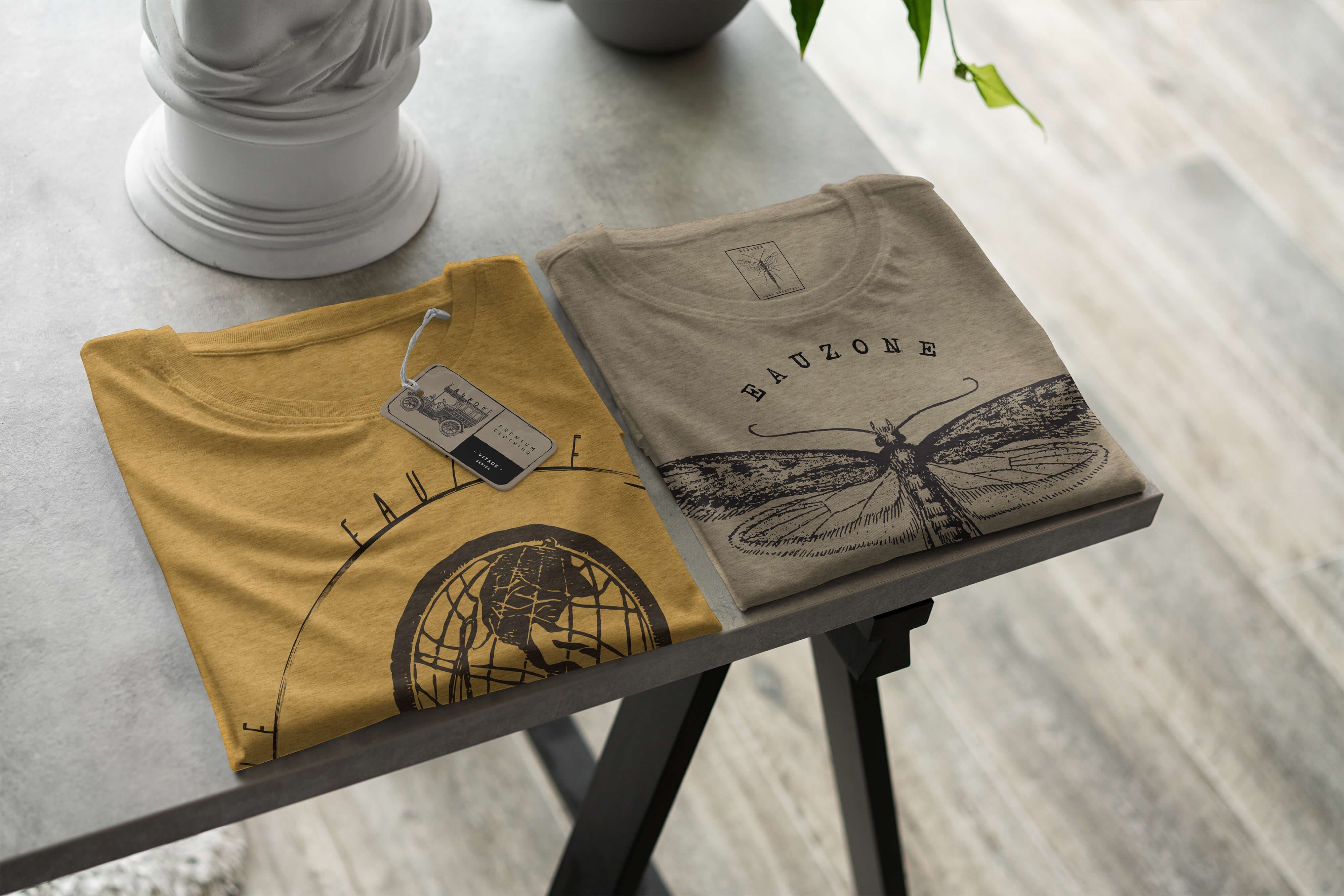 Sinus Art T-Shirt Herren Antique T-Shirt Globus Gold Vintage