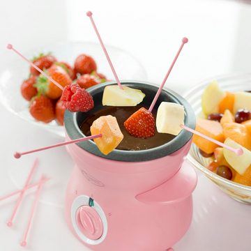 bestron Elektro-Fondue DCM043P Mini-Schokofondue-Set, 0,3 l, für 2 Personen, inkl. 10xSpieße, 10xGabeln und 1xSpachtel