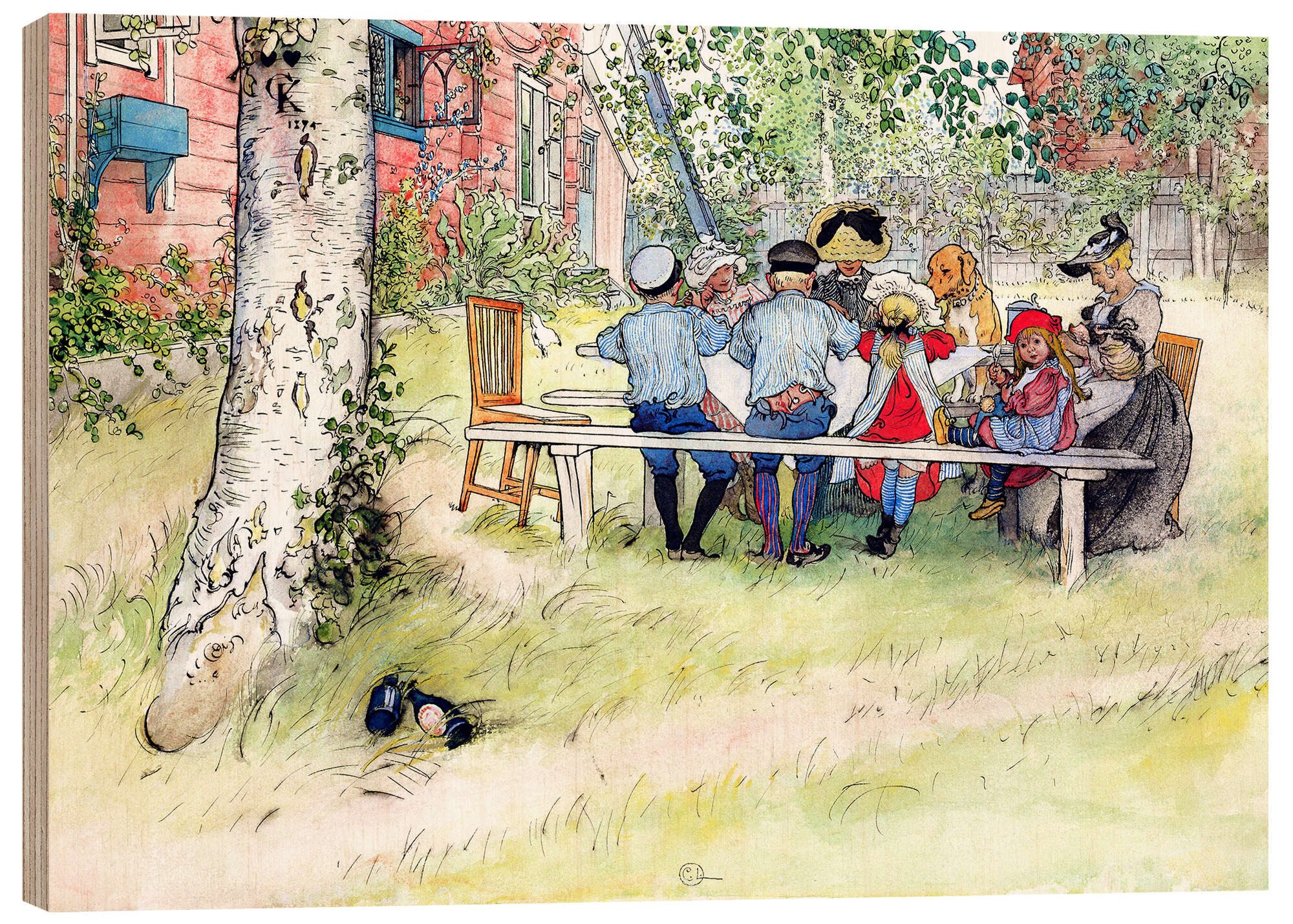 Posterlounge Wandbild Frühstück unter der großen Birke, Carl Larsson, erhältlich als Poster, Leinwandbild, Wandsticker oder Acrylglasbild