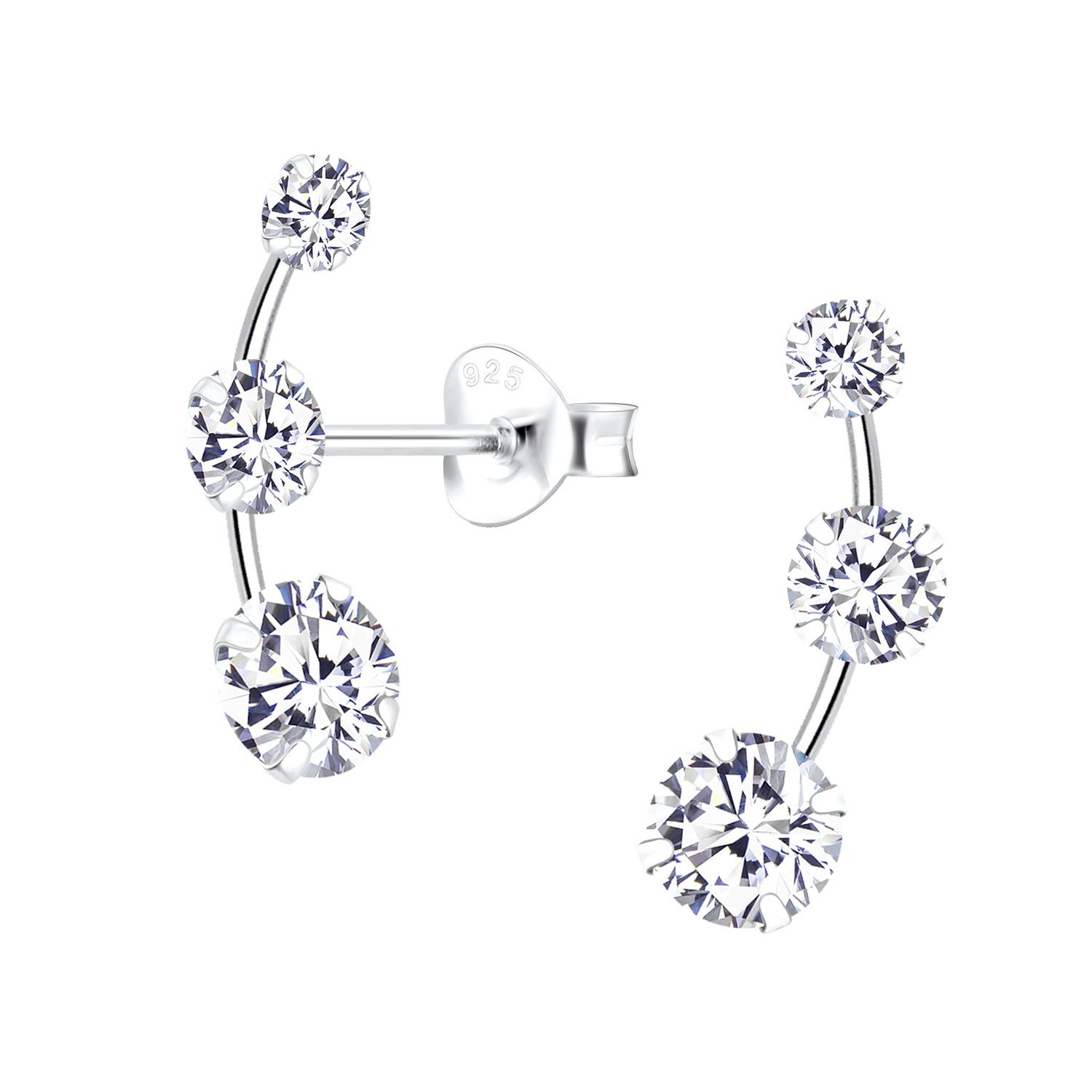 ALEXANDER YORK Paar Ohrstecker TRIPLE Zirkonia, 2-tlg., 925 Sterling Silber