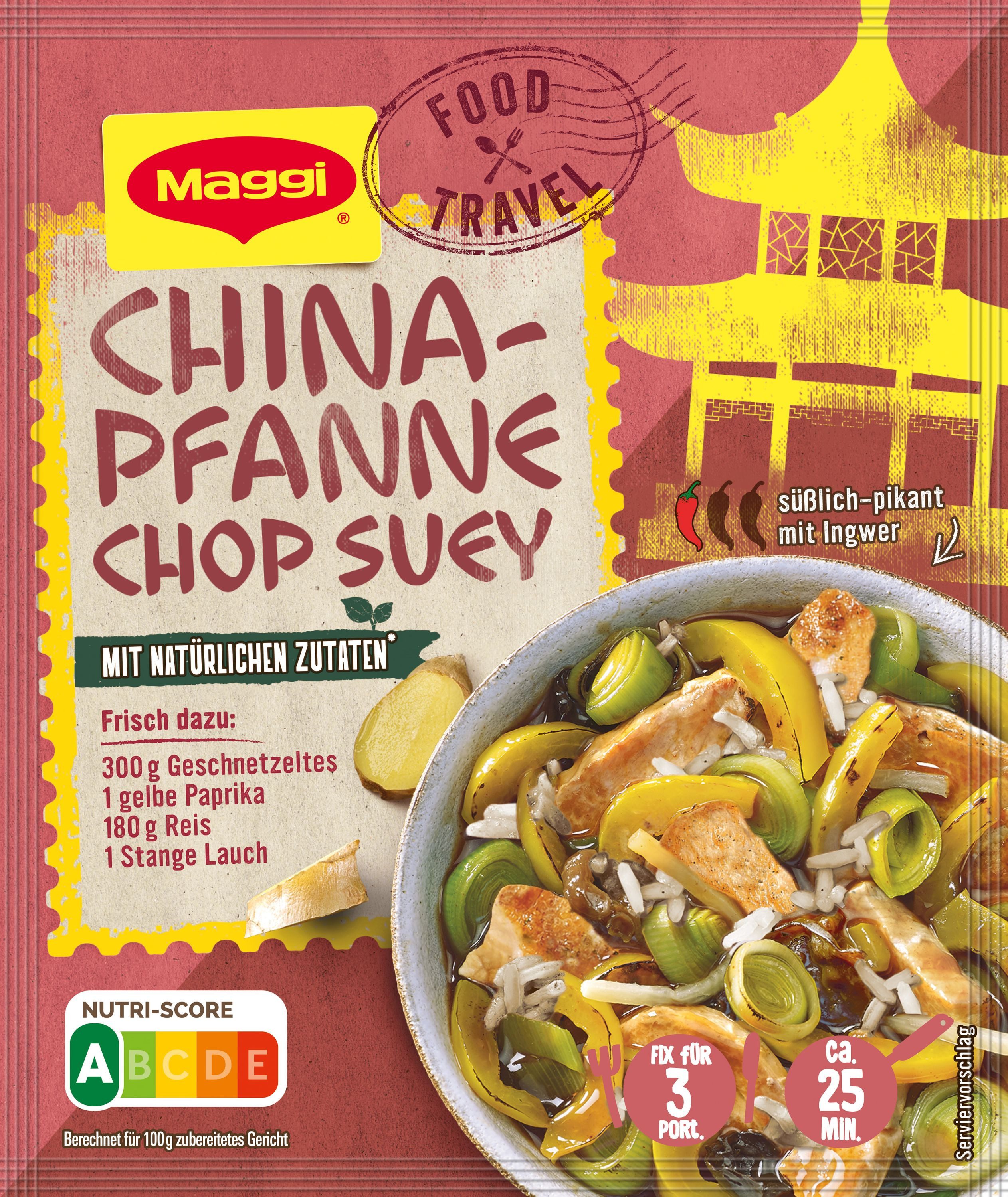 MAGGI Saucen, Maggi Fix China Pfanne Chop Suey mit Wuerze schnell zubereitet 34g