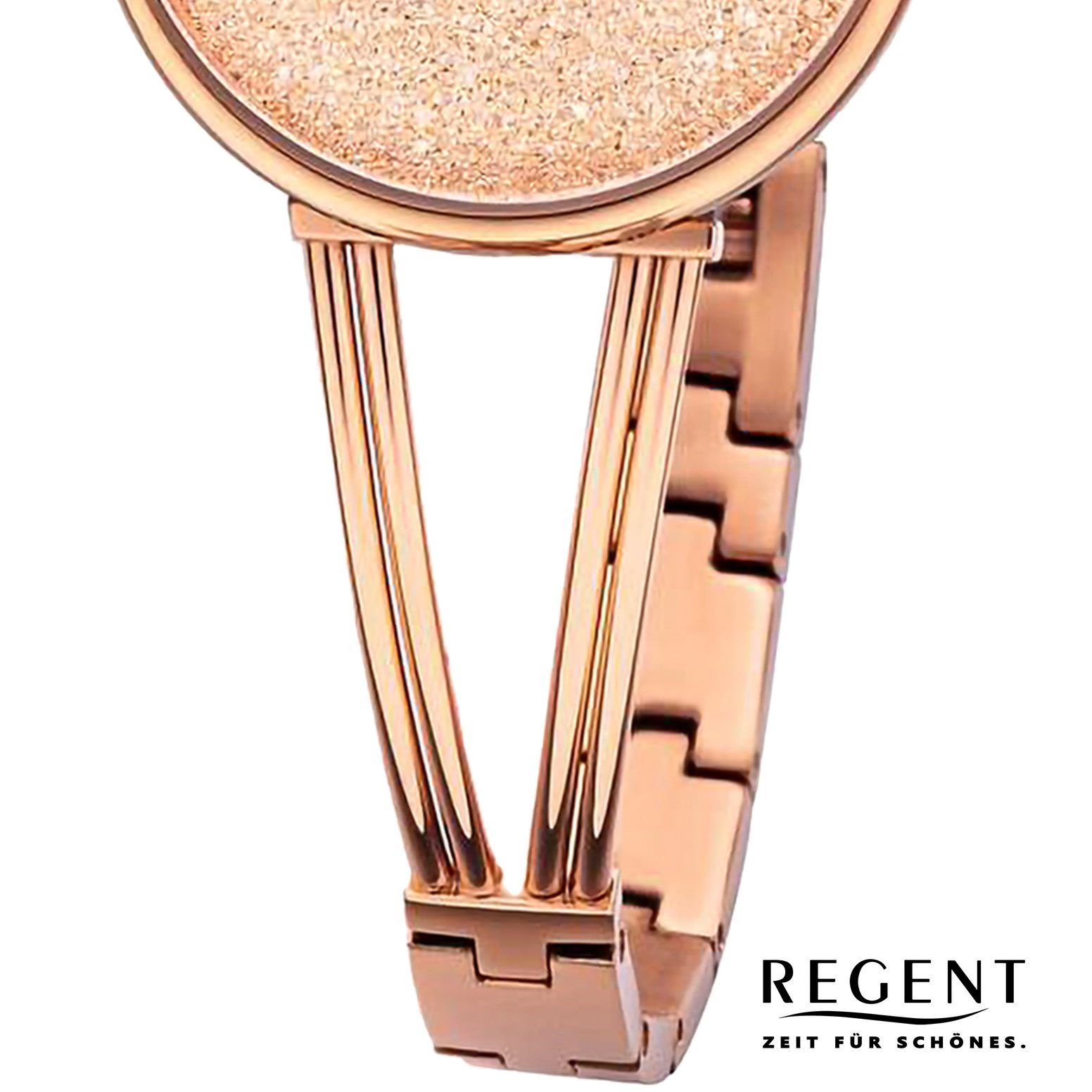 Regent Quarzuhr Regent Damen Damen Analog, 30mm), rund, (ca. Armbanduhr Metallarmband groß extra Armbanduhr