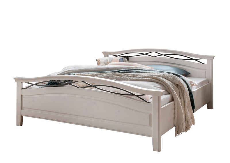 Woodroom Schlafzimmer-Set Esch, Kiefer massiv weiß gewachst 180x200 cm