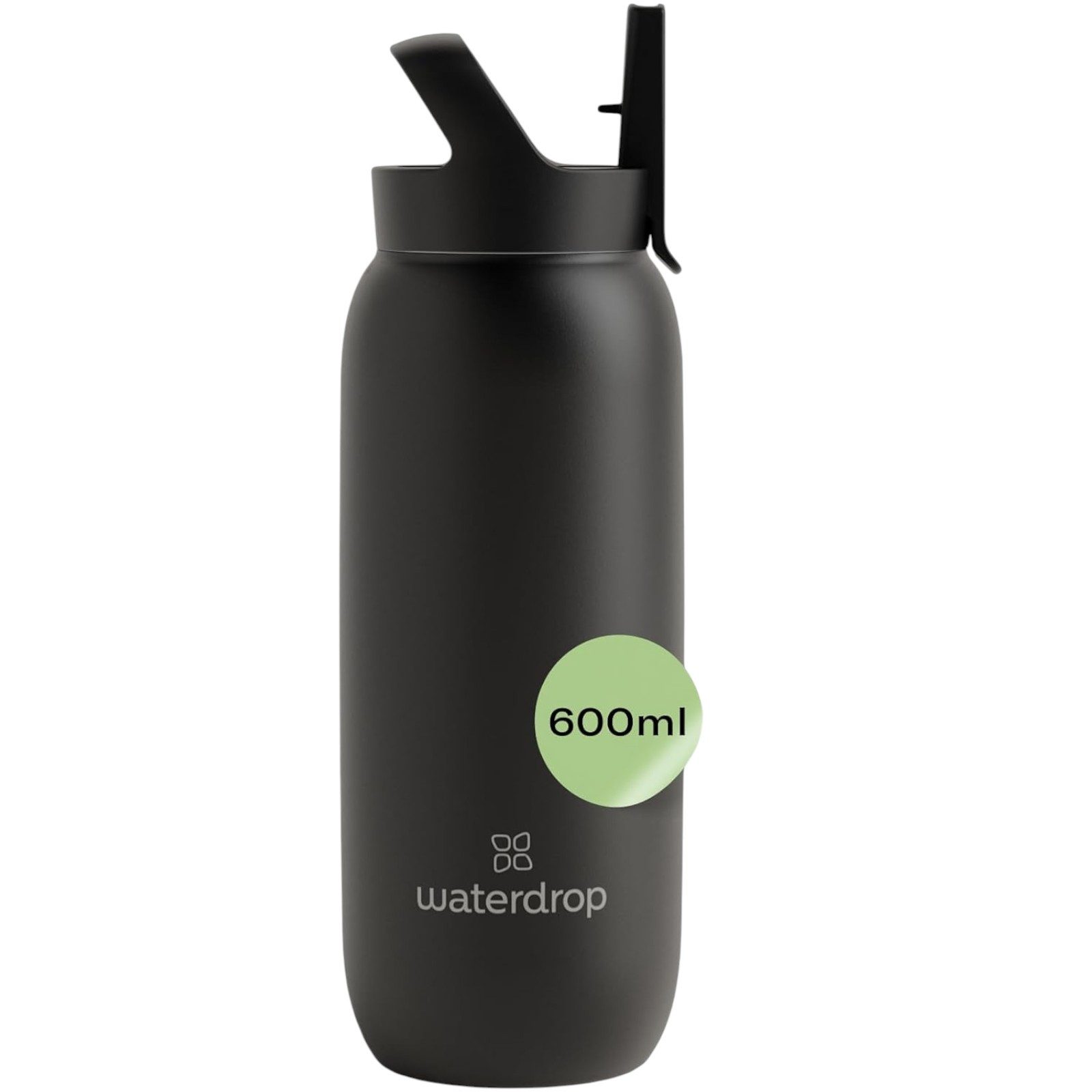 Waterdrop Trinkflasche All-Purpose Thermo · Straw Lid schwarz matt, 600ml