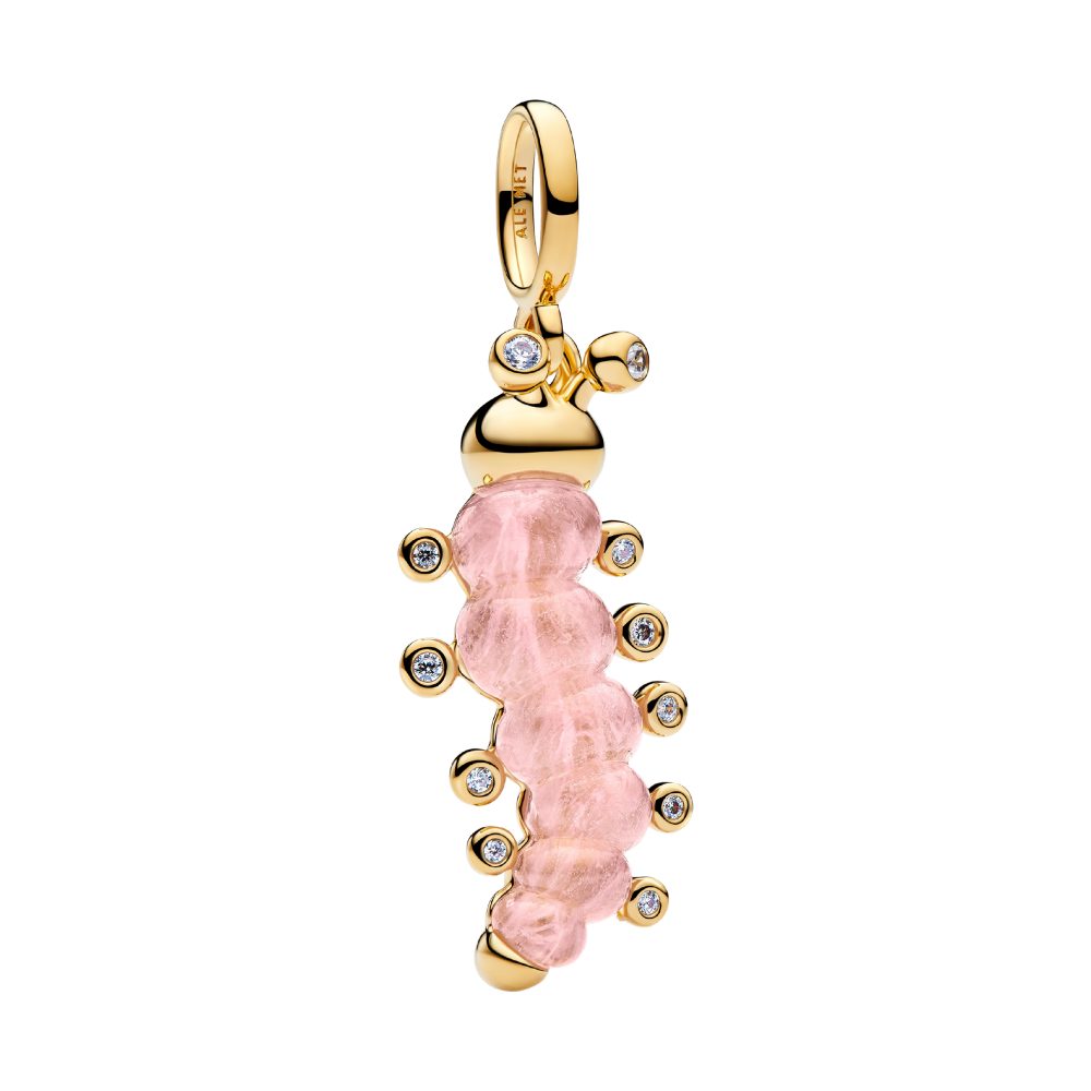 Pandora Charm-Einhänger 764489C01, Raupe, Vergoldet, Zirkonia, Murano-Glas