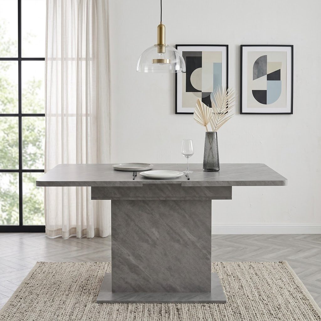 KLAM HOME Esstisch Küchentisch mit Stauraum (Tischplatte bis 130cm ausziehbar), 110x70x75 cm Esstisch Freizeittisch Couchtisch aus Metall und MDF