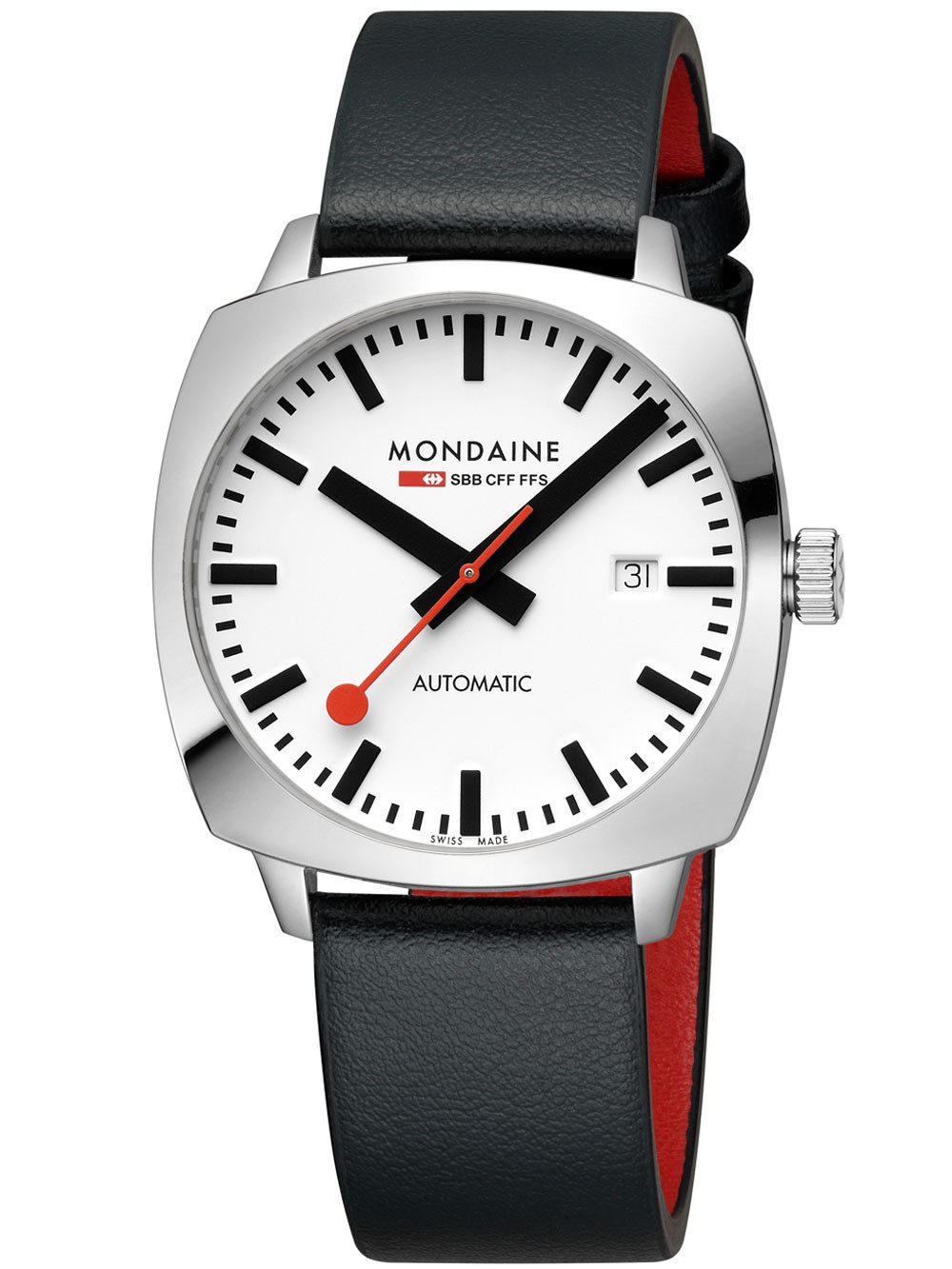 MONDAINE Automatikuhr Mondaine MSL.3961B.LBV Herrenuhr Cushion Automatik 39mm 10ATM Mondaine MSL.3961B.LBV Herrenuhr Cushion Automatik 39mm 10ATM