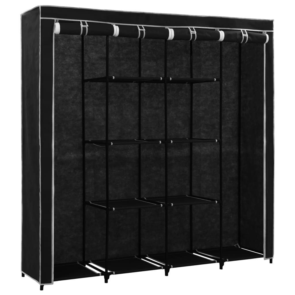 furnicato Kleiderschrank Kleiderständer Schwarz 175 x 45 x 170 cm mit stabilem Eisenrahmen