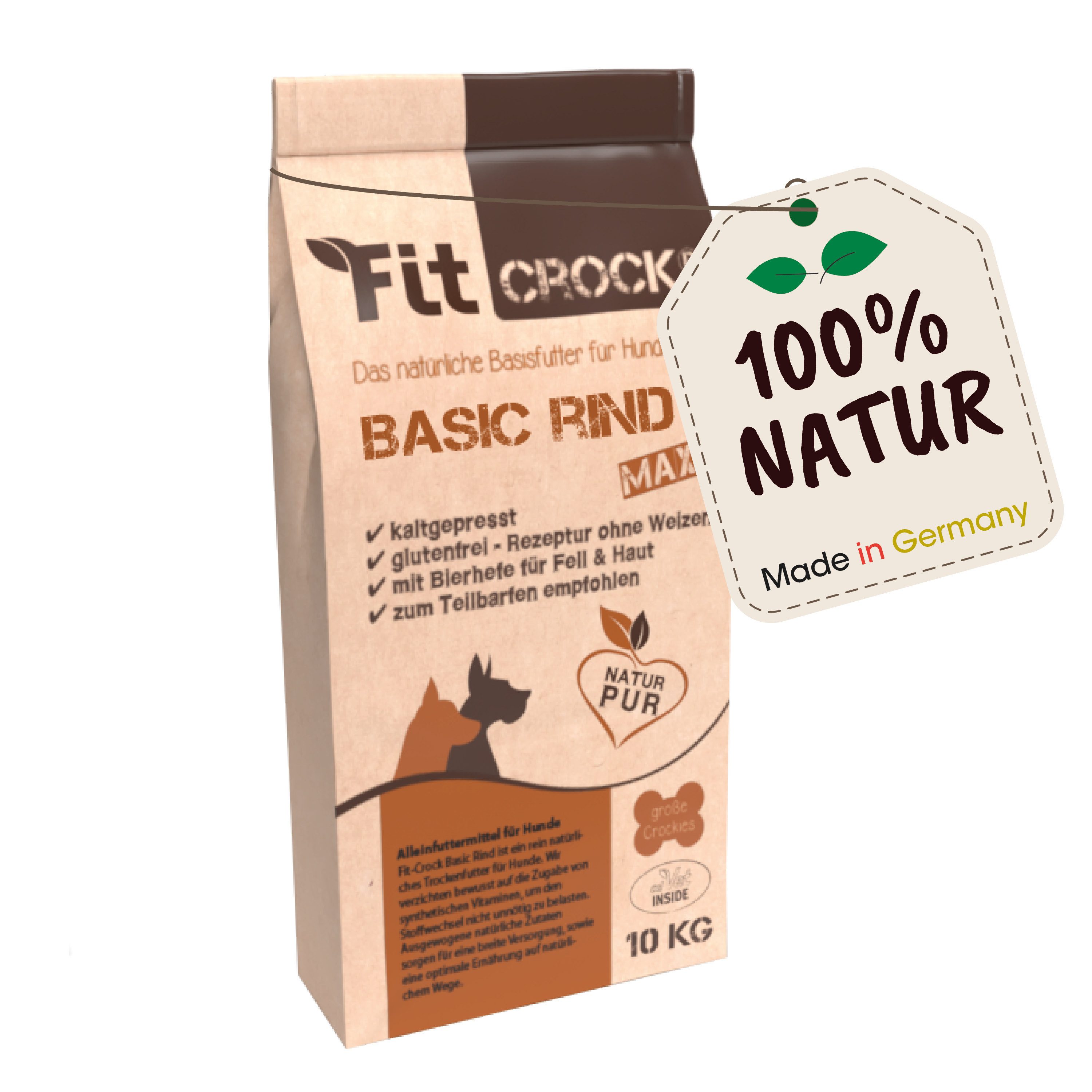 cdVet Fit-Crock Basic Rind Maxi, Trockenfutter für: Hunde, glutenfrei, kaltgepresst, ohne Zusatzstoffe, gut verträglich