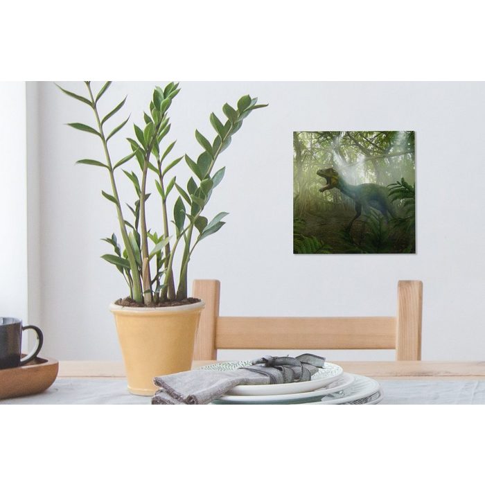 OneMillionCanvasses® Leinwandbild Dinosaurier - Dschungel - Pflanzen (1 St) Leinwand Bilder für Wohnzimmer Schlafzimmer AV10523