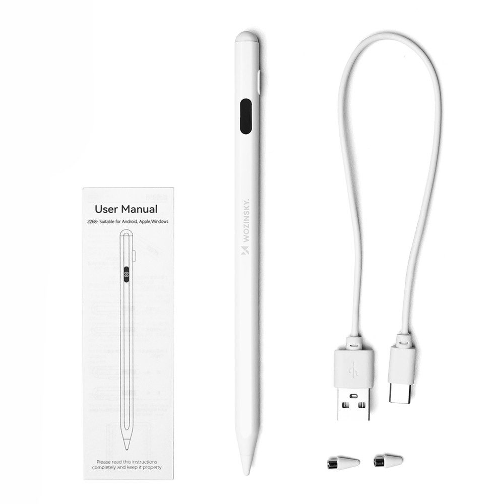 Wozinsky Eingabestift Tabletstift Displaystift Zeichenstift (Spar-Set, 1-St., 165 x 9 mm leicht) aktive Spitze, USB-C-Ladung, 10 Std. Laufzeit