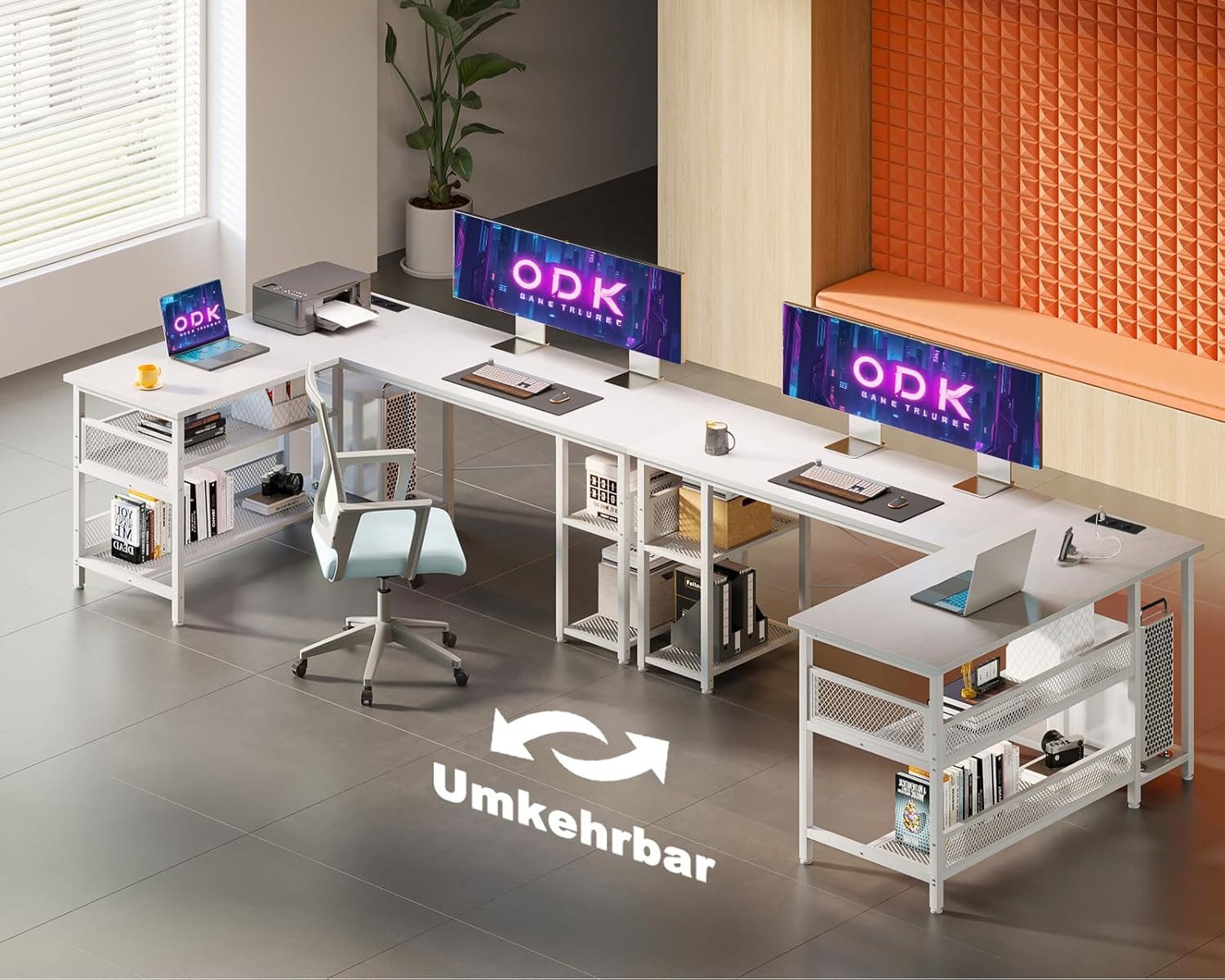 ODK Schreibtisch L-Form, mit Steckdosen, USB günstig online kaufen