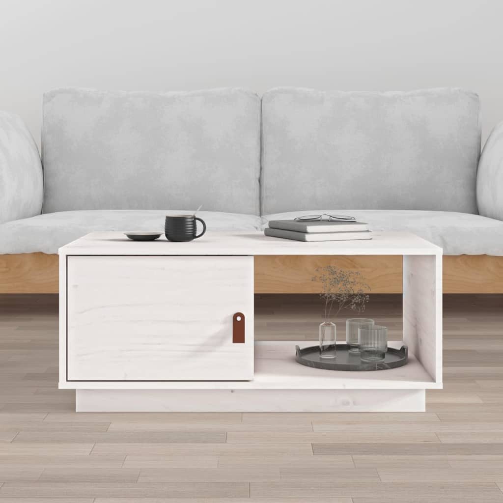 Couchtisch Moderner aus massivem Kiefernholz Weiß 80 x 50 x 35,5 cm