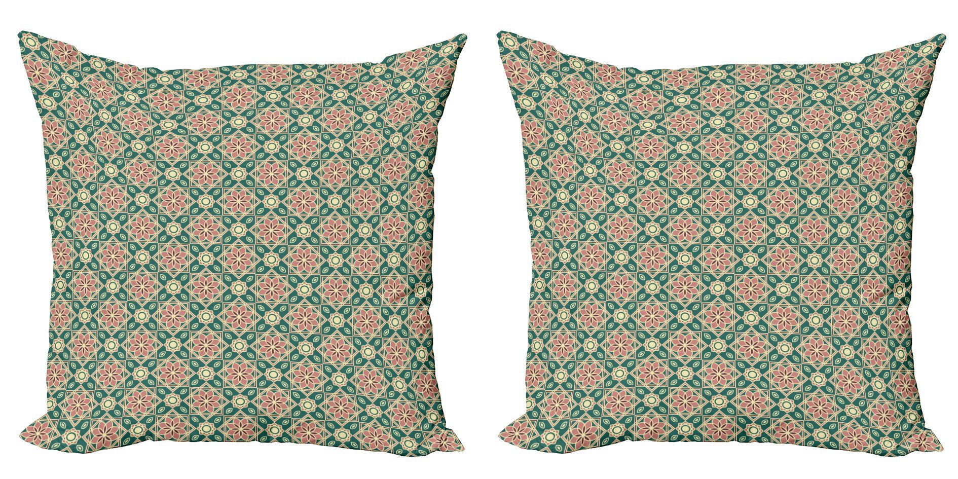 Kissenbezüge Modern Accent Doppelseitiger Digitaldruck, Abakuhaus (2 Stück), orientalisch Mosaik Röschen Chevron
