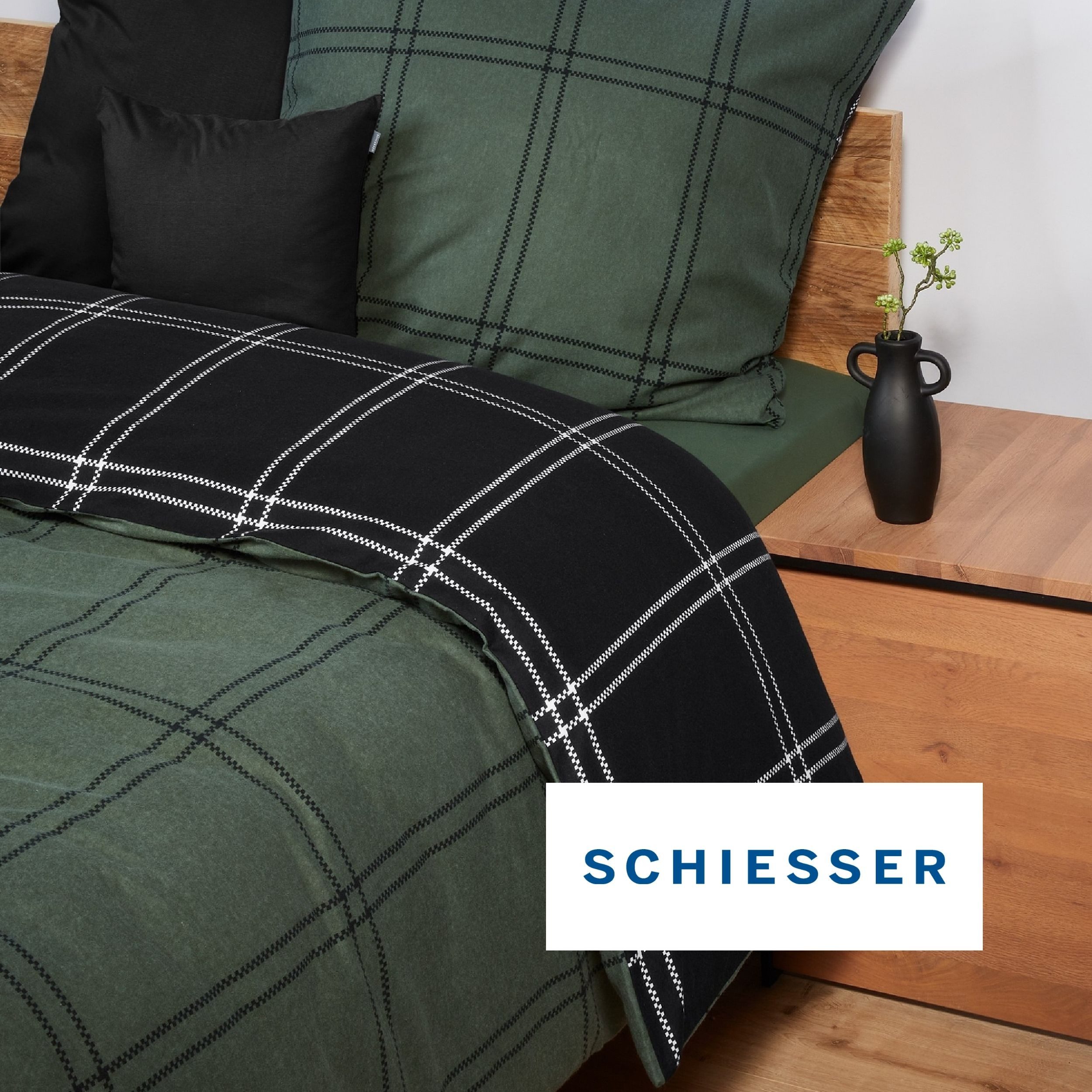Schiesser Wendebettwäsche Ellis aus weicher Baumwolle in klassischem Karo, Feinbiber, 2 teilig, OEKO-TEX® MADE IN GREEN – Bild 4 von 5
