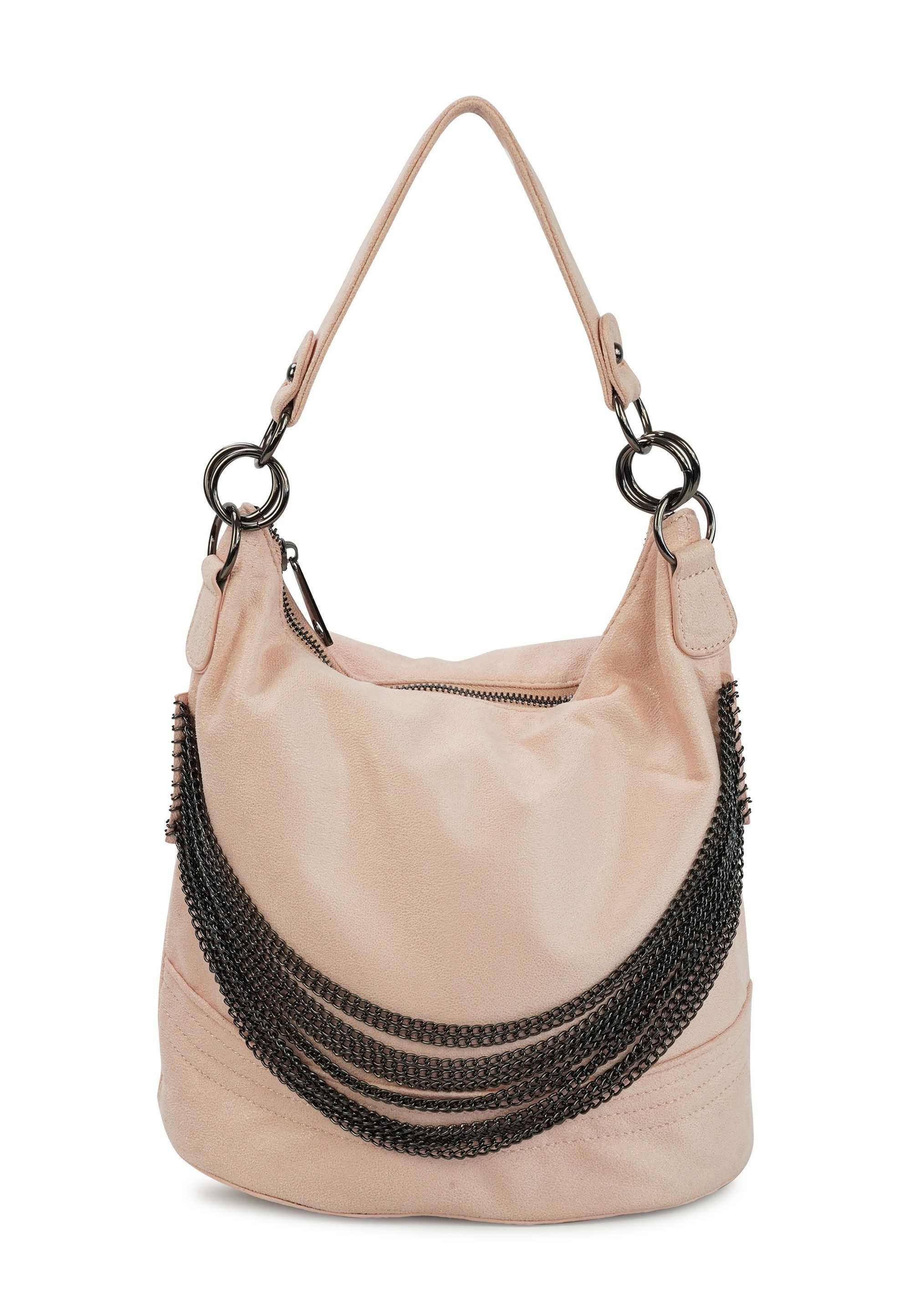 Harpa Schultertasche Cher, aus changierendem Material, mit Ketten-Verzierung