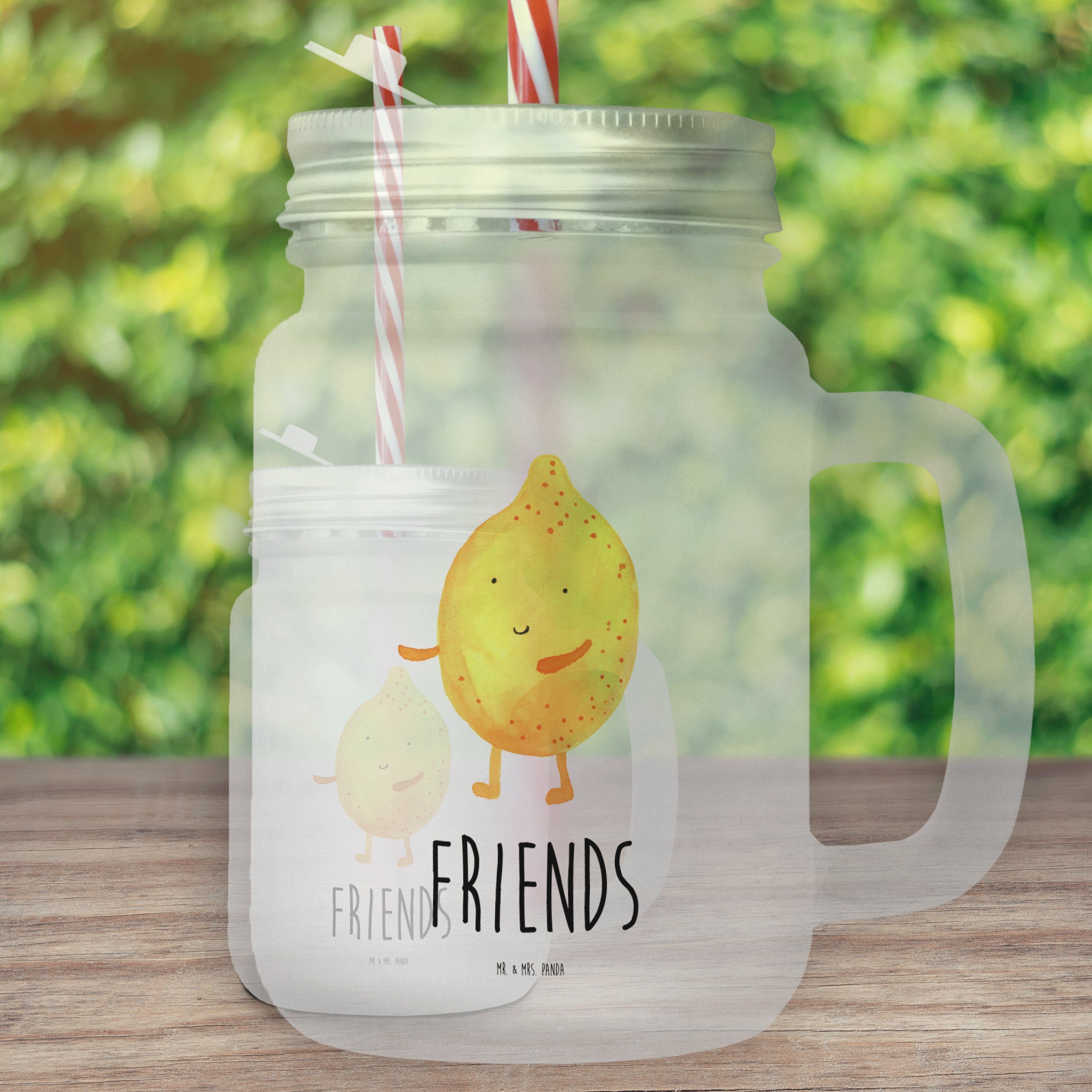 Glas Premium Sprüche, Mrs. - lustige - & Glas f, Transparent Mr. Panda Geschenk, Tiere, BestFriends-Lemon