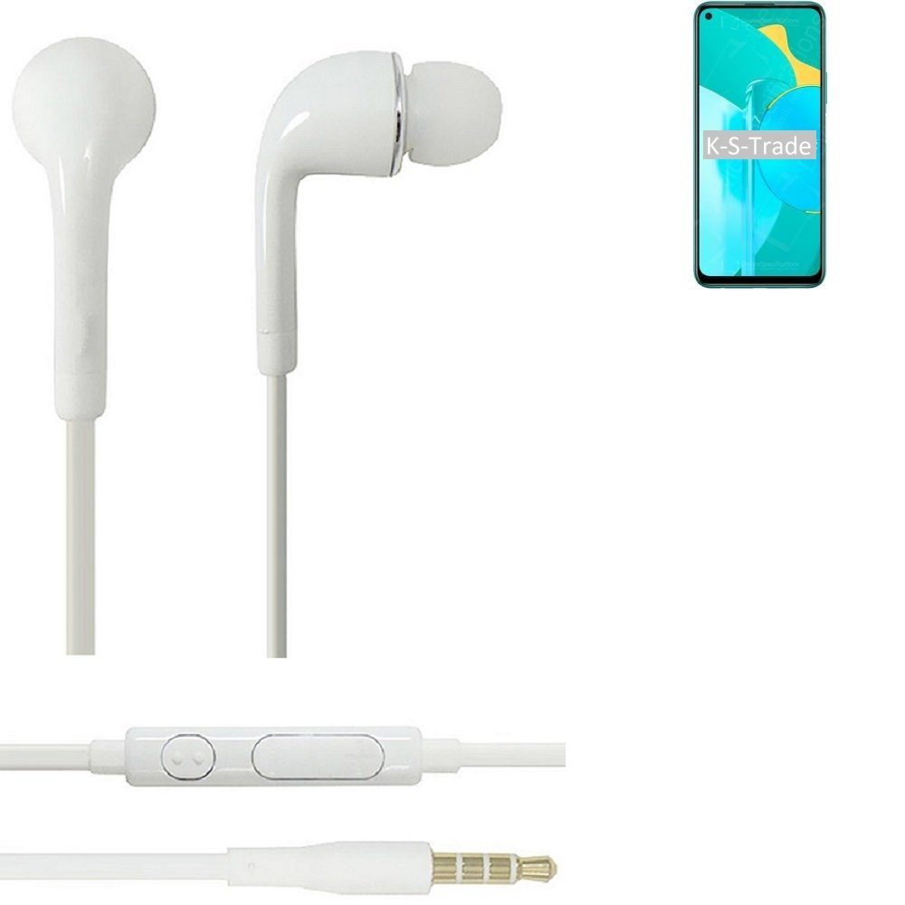 K-S-Trade für Huawei Honor 30S In-Ear-Kopfhörer (Kopfhörer Headset mit Mikrofon u Lautstärkeregler weiß 3,5mm)