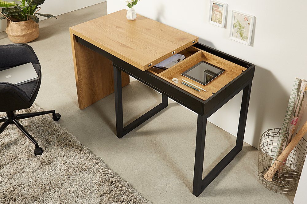 riess-ambiente Schreibtisch »FLEX 80-160cm natur / schwarz« (1-St),  Arbeitszimmer · Holzwerkstoff · Metall · ausziehbar · Industrial · Home  Office online kaufen | OTTO