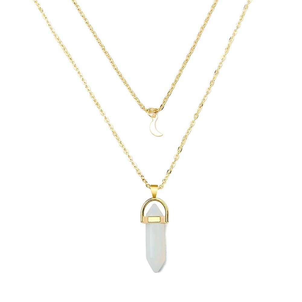 Crystal and Sage Jewelry Kette mit Anhänger Moon Stone Halskette mit Mond
