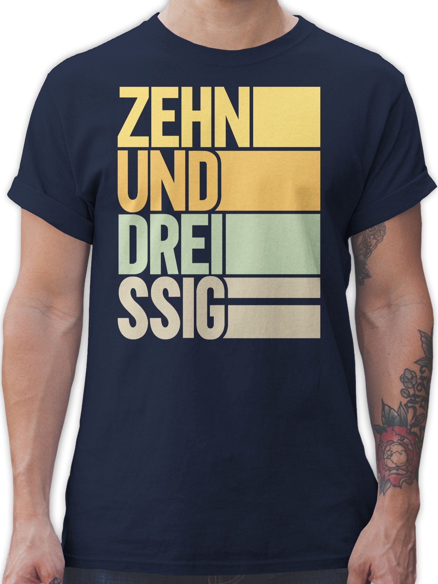 Geburtstag 01 T-Shirt 40. Blau Shirtracer Navy Zehnunddreissig