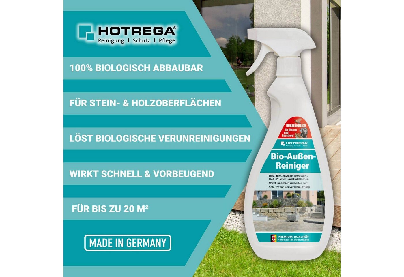 Thumbnail - HOTREGA® Bio Außenreiniger Steinreiniger Terrassenreiniger Holzreiniger 750ml Universalreiniger