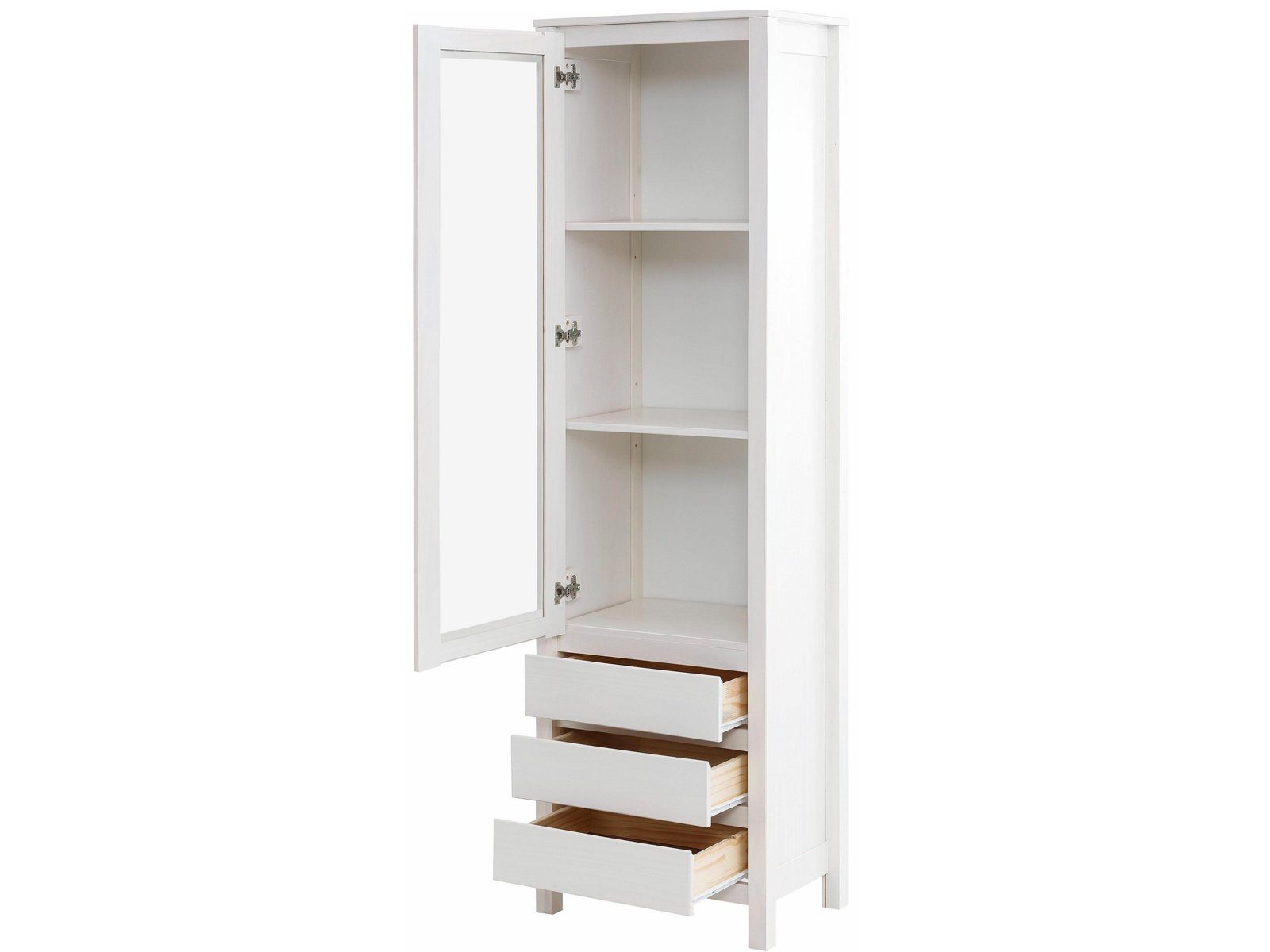 weiß cm, Höhe loft24 Standvitrine Salento Vitrinenschrank, Vitrine Massivholz 180