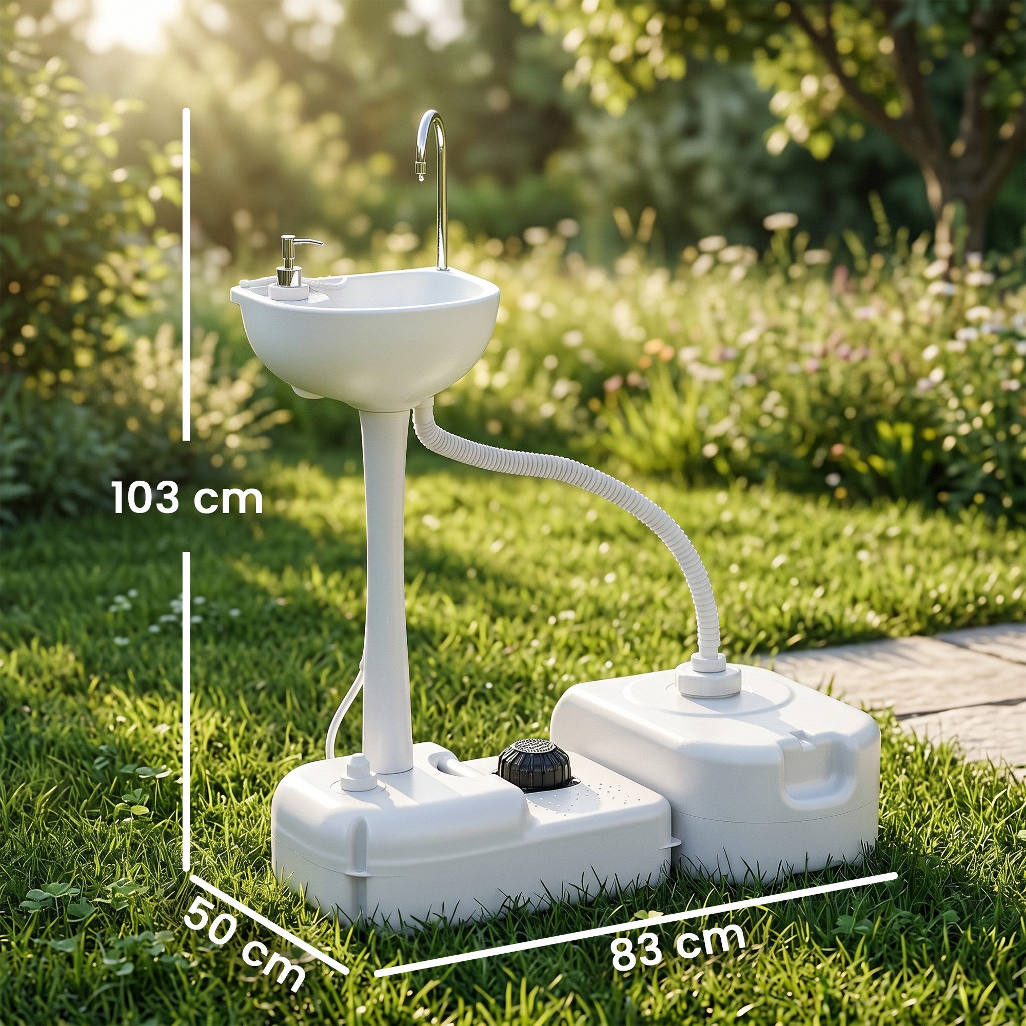 Outsunny Waschbecken mit Auffangbehälter für Abwasser (Handwaschbecken, 1-St., Camping-Waschbecken), für Wohnzimmer, Hellgrau