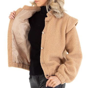 Ital-Design Steppjacke Damen Freizeit Übergangsjack in Beige