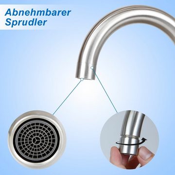 ZMH Küchenarmatur Armatur Schwarz Warm- und Kaltwasserhahn 360° Drehbar (7-St., Mischbatterie Badarmatur) Einhebelmishcer