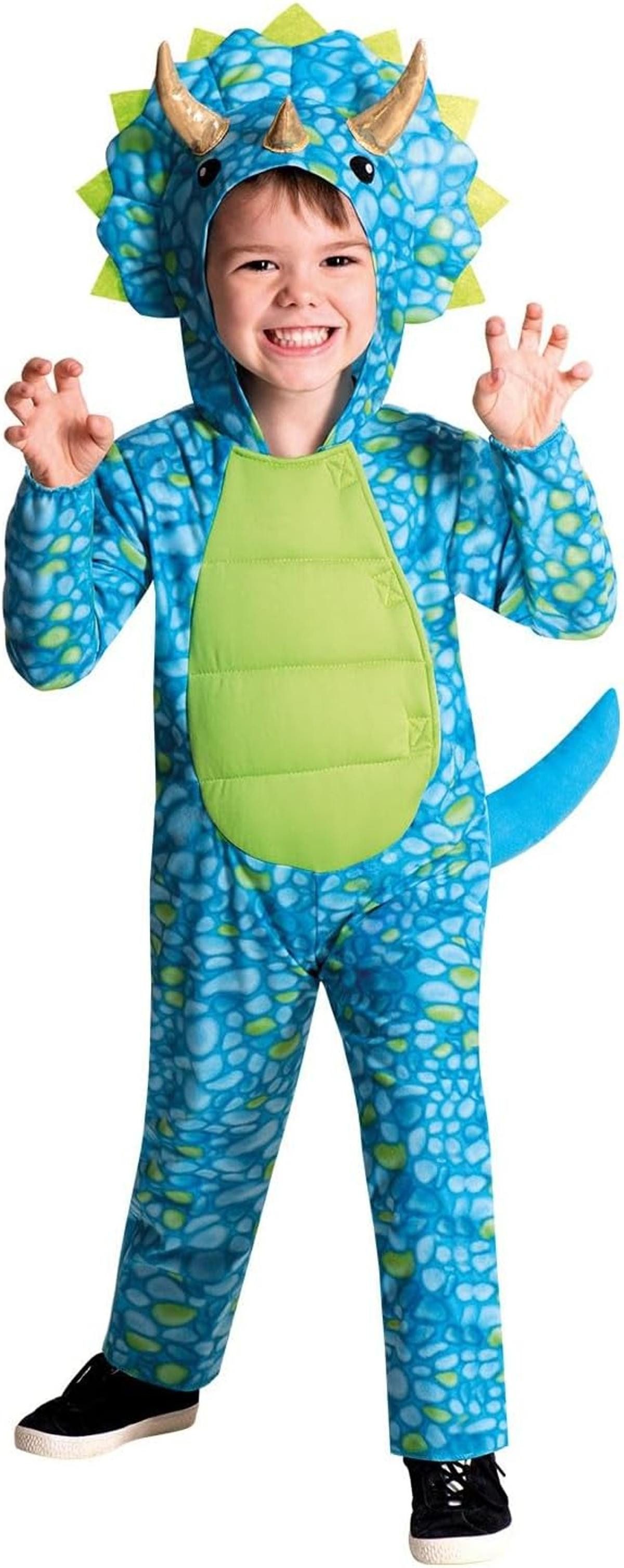 Amscan Kostüm amscan blauer Dino Kostüm für Kinder 6-8 Jahre Fasching Karneval