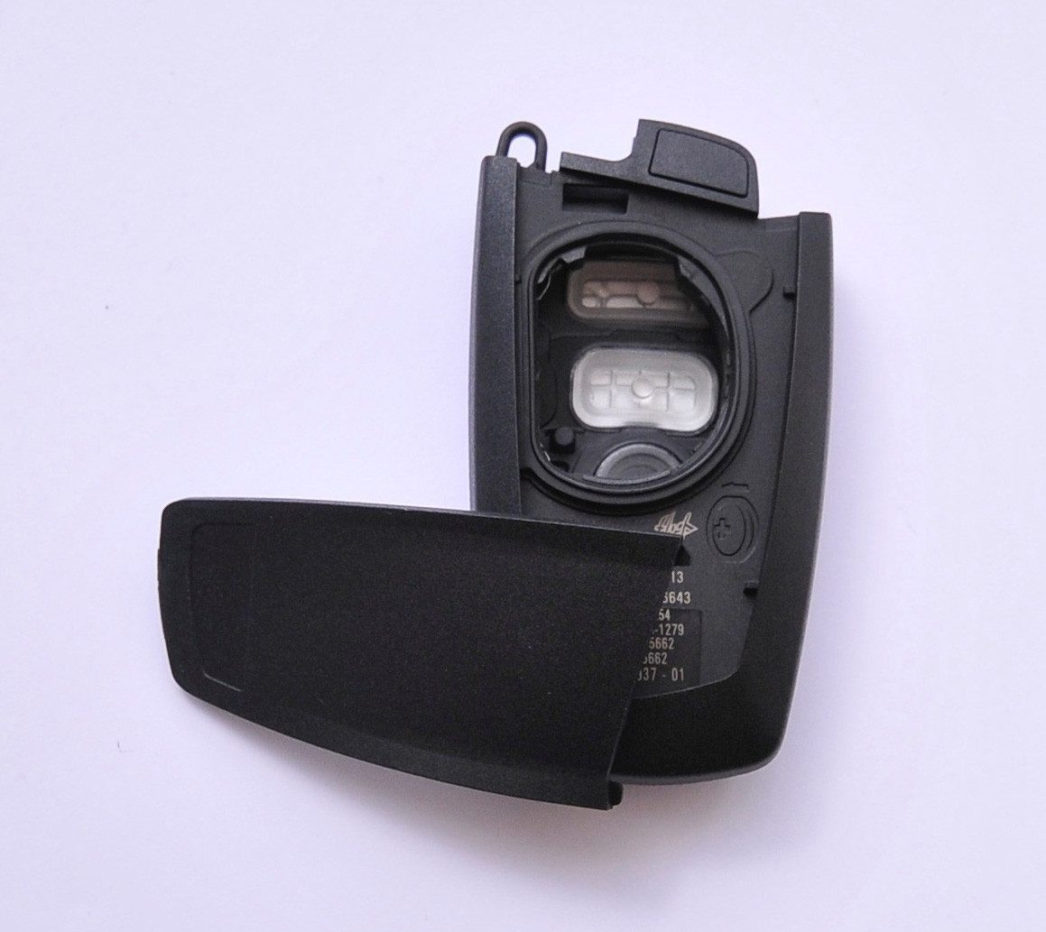 mt-key Auto Schlüssel Smartkey 4 Tasten Ersatz Gehäuse + passende CR2450 Knopfzelle, CR2450 (3 V), für BMW Funk Fernbedienung