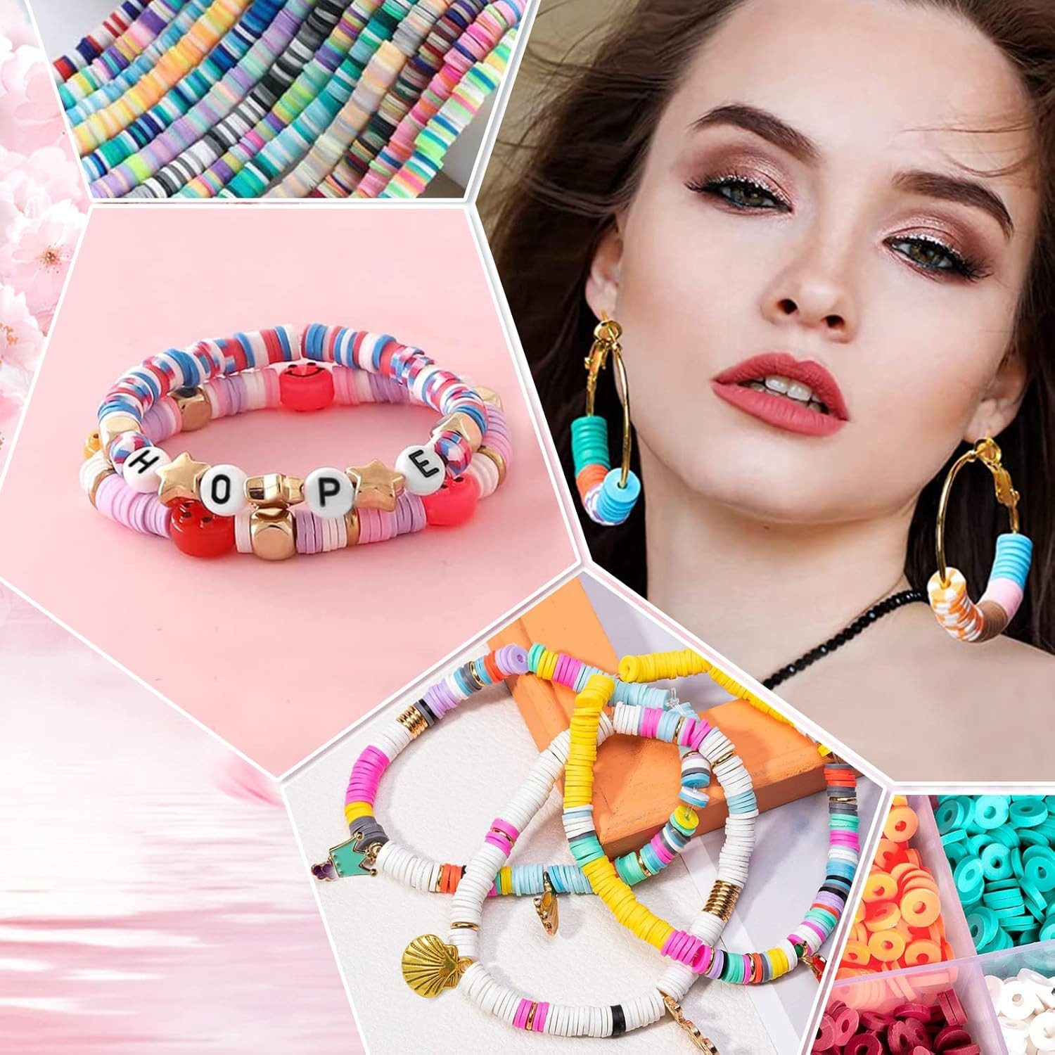 LA CUTE Perlenarmband Set DIY Perlen Schmuckset für kreative Bastelprojekte Schmuckherstellung (DIY Schmuckset für Kinder und Erwachsene, enthält Perlen, Fäden, – Bild 3 von 5