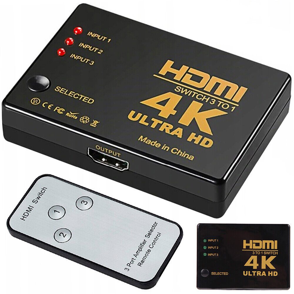 HDMI Switch 4K 3 in 1 Splitter Adapter Umschalter Verteiler Ultra HD HDMI-Adapter