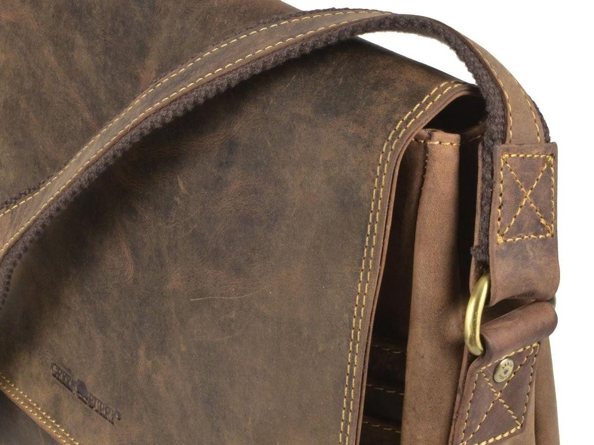 Greenburry Umhängetasche Vintage, used Look, Schultertasche 33x25cm, Messengerbag, antikbraun