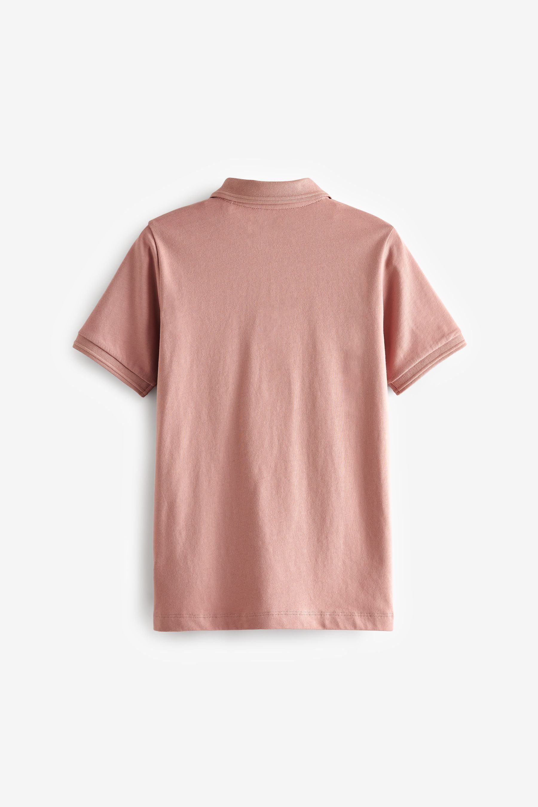 Poloshirt mit Pink Next (1-tlg) Reißverschluss Kurzärmeliges Poloshirt