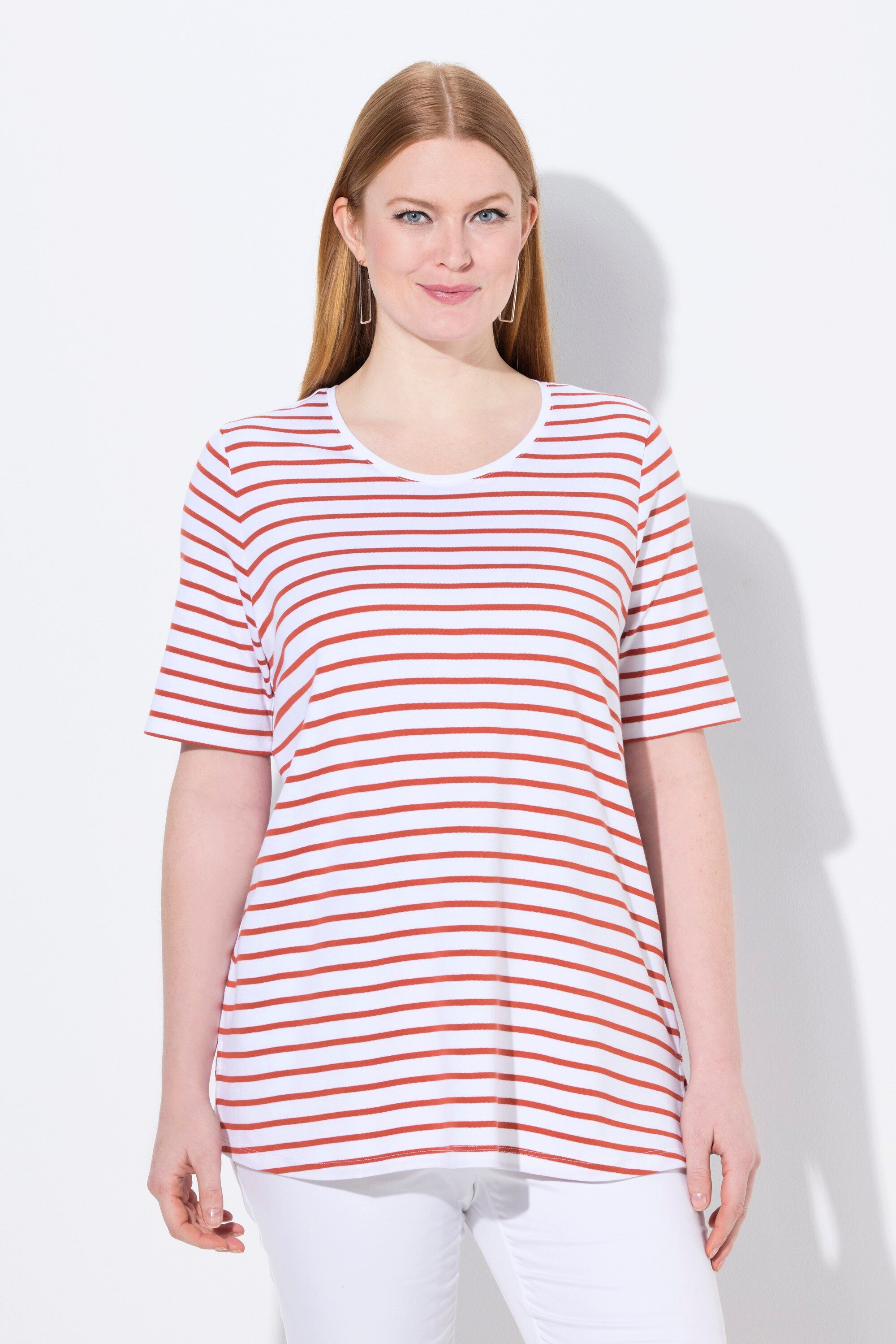 Ulla Popken T-Shirt Ringelshirt A-Linie Rundhals günstig online kaufen