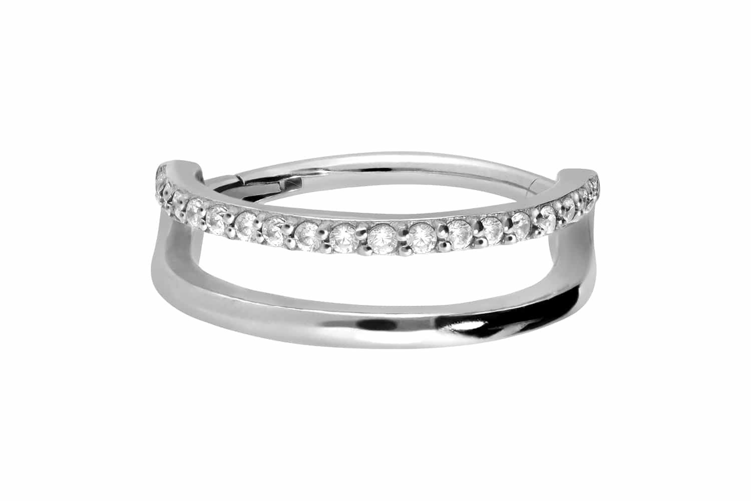 Nasenpiercing Chirurgenstahl Segmentring Clicker DOPPELRING + EINGEFASSTE KRISTALLE