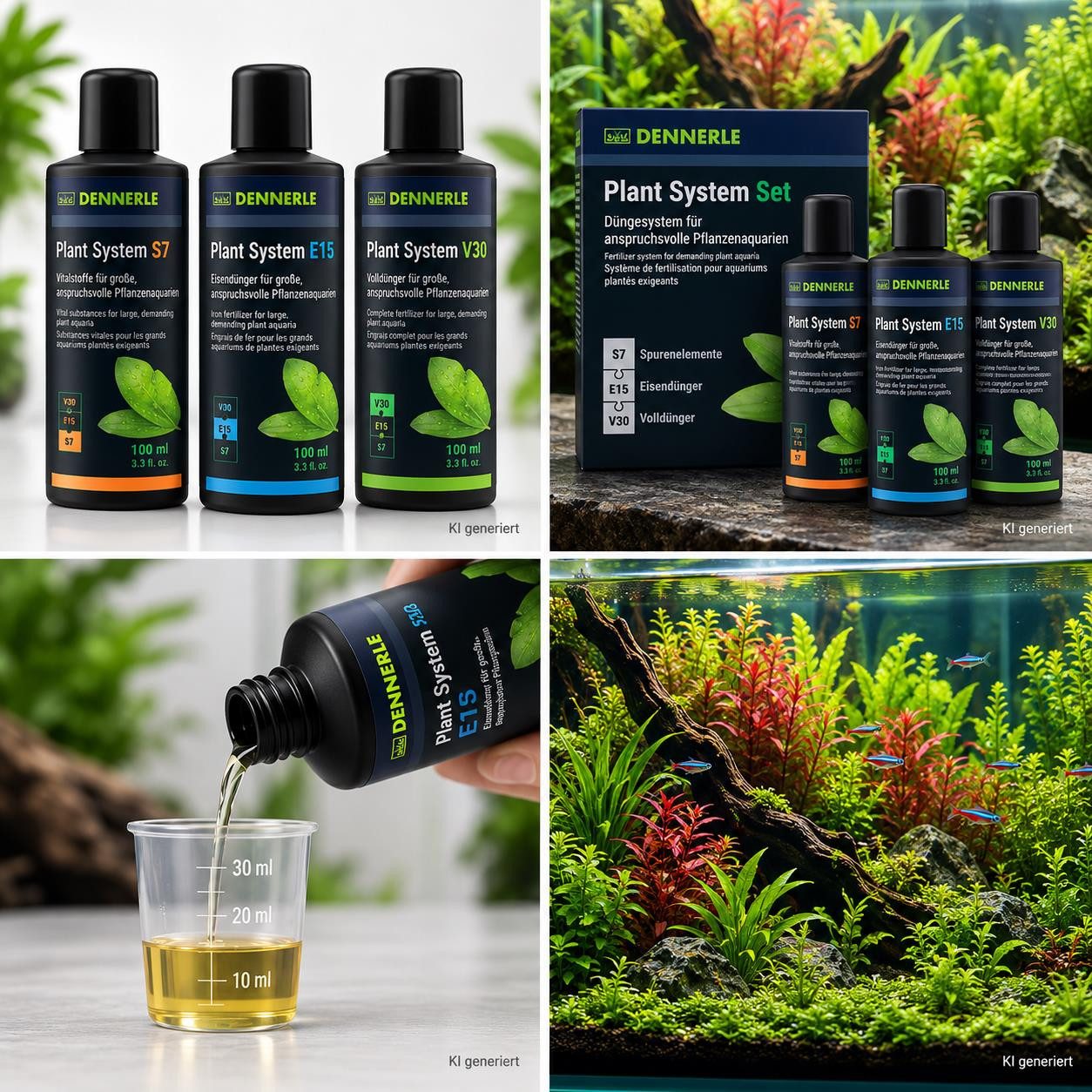 DENNERLE Aquarien-Substrat Dennerle Plant System Set 3 x 100 ml Pflanzendünger flüssig, (Packung)