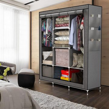 Intirilife Kleiderschrank (1-St) Stoffschrank Kleiderschrank mit Kleiderstange Fächern und Seitentasche