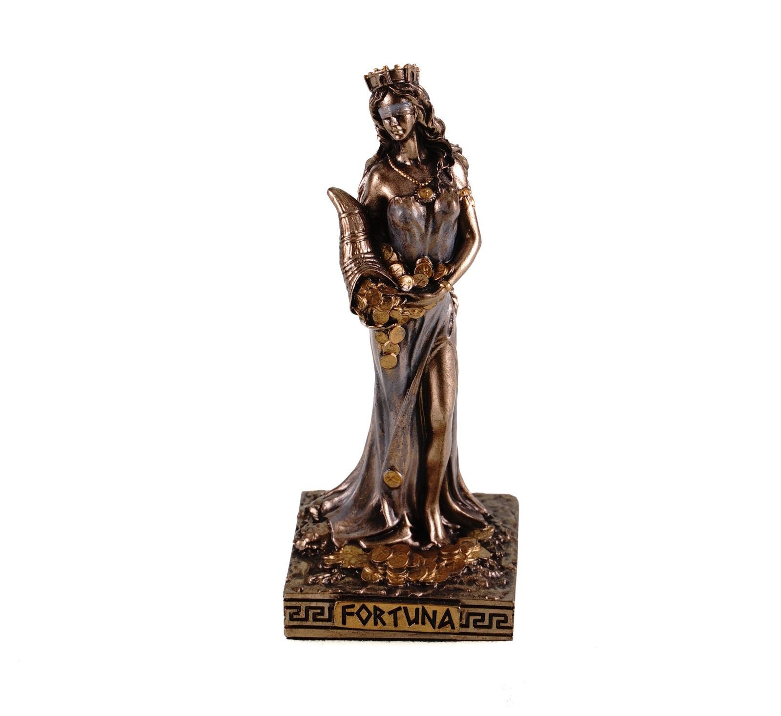 Dekofigur Miniatur Figur griechische Göttin Fortuna mit Füllhorn Veronese 9 cm
