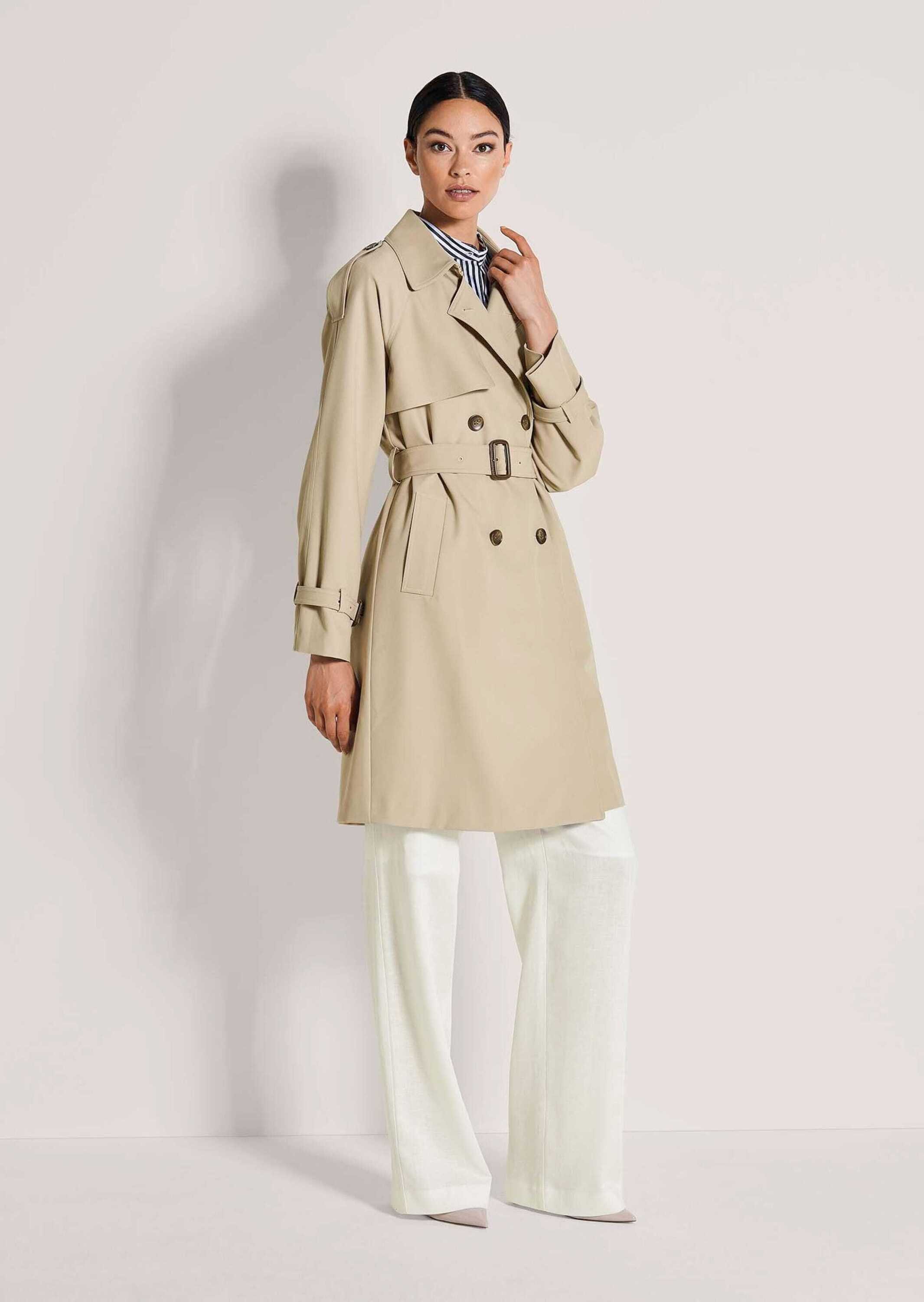 MADELEINE Trenchcoat Eleganter gefütterter Zweireiher Trenchcoat in Longform mit Reverskragen und stilvollen Hornknöpfen