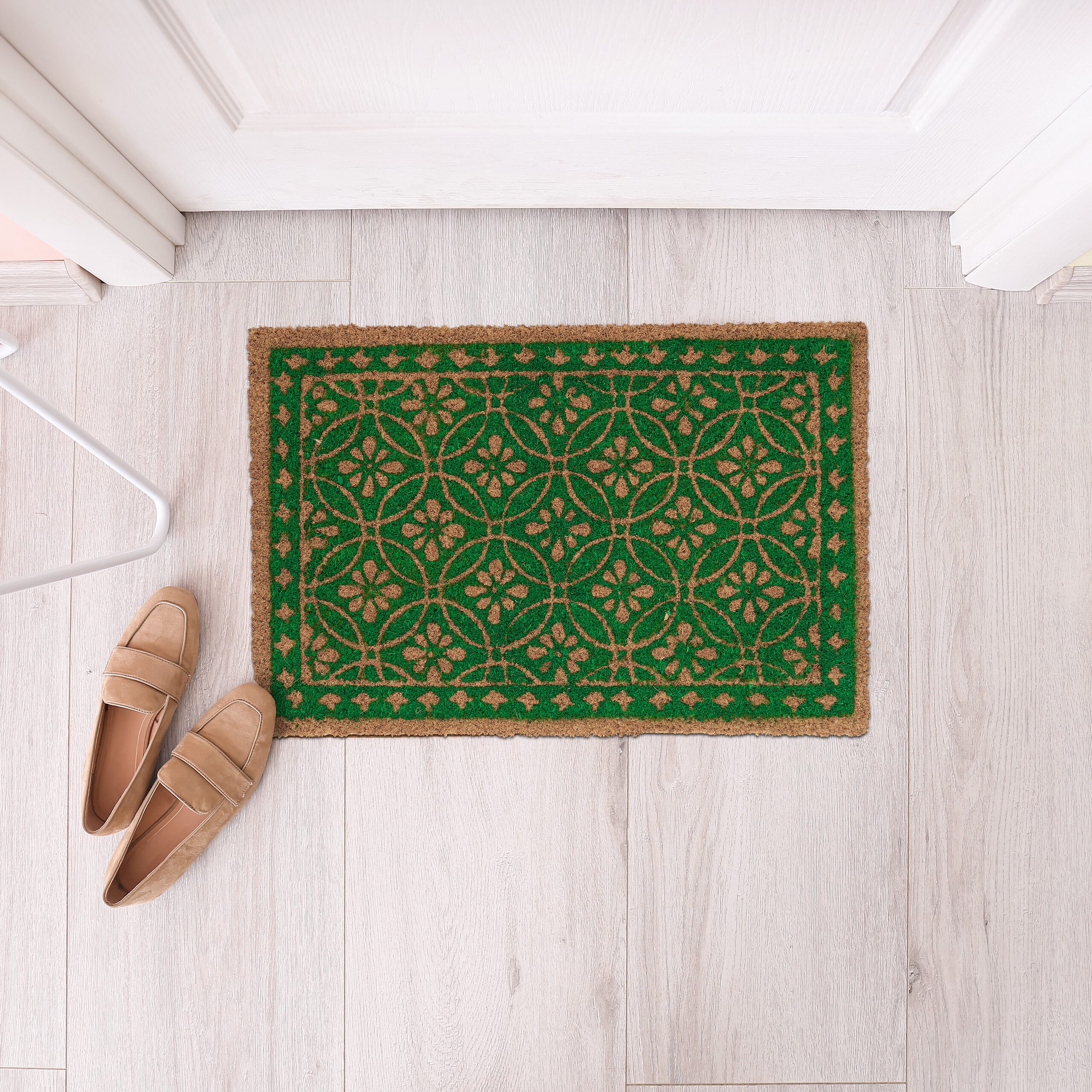 relaxdays Fußmatte Kokos Fußmatte florales Muster, rechteckig, Höhe: 15 mm günstig online kaufen