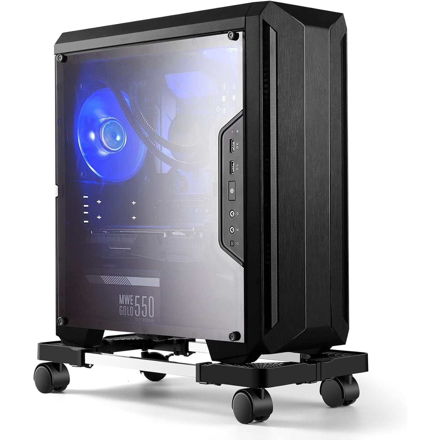 TUWENA PC-Schrank Universal verstellbare CPU Ständer mit Rollen für Computer Desktop